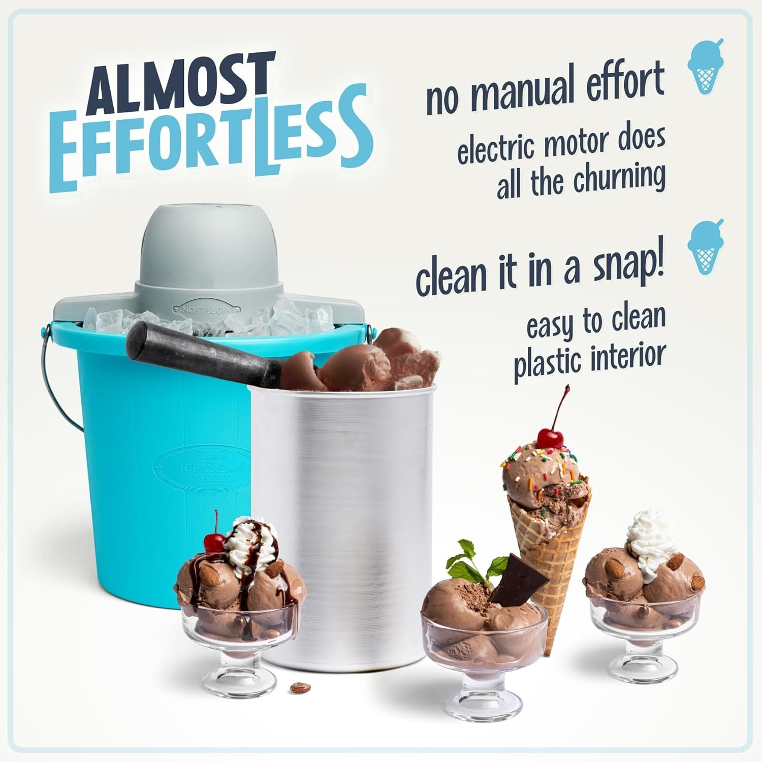 Electric Ice Cream Maker – Old Fashioned Soft Serve Ice Cream Machine Makes F…