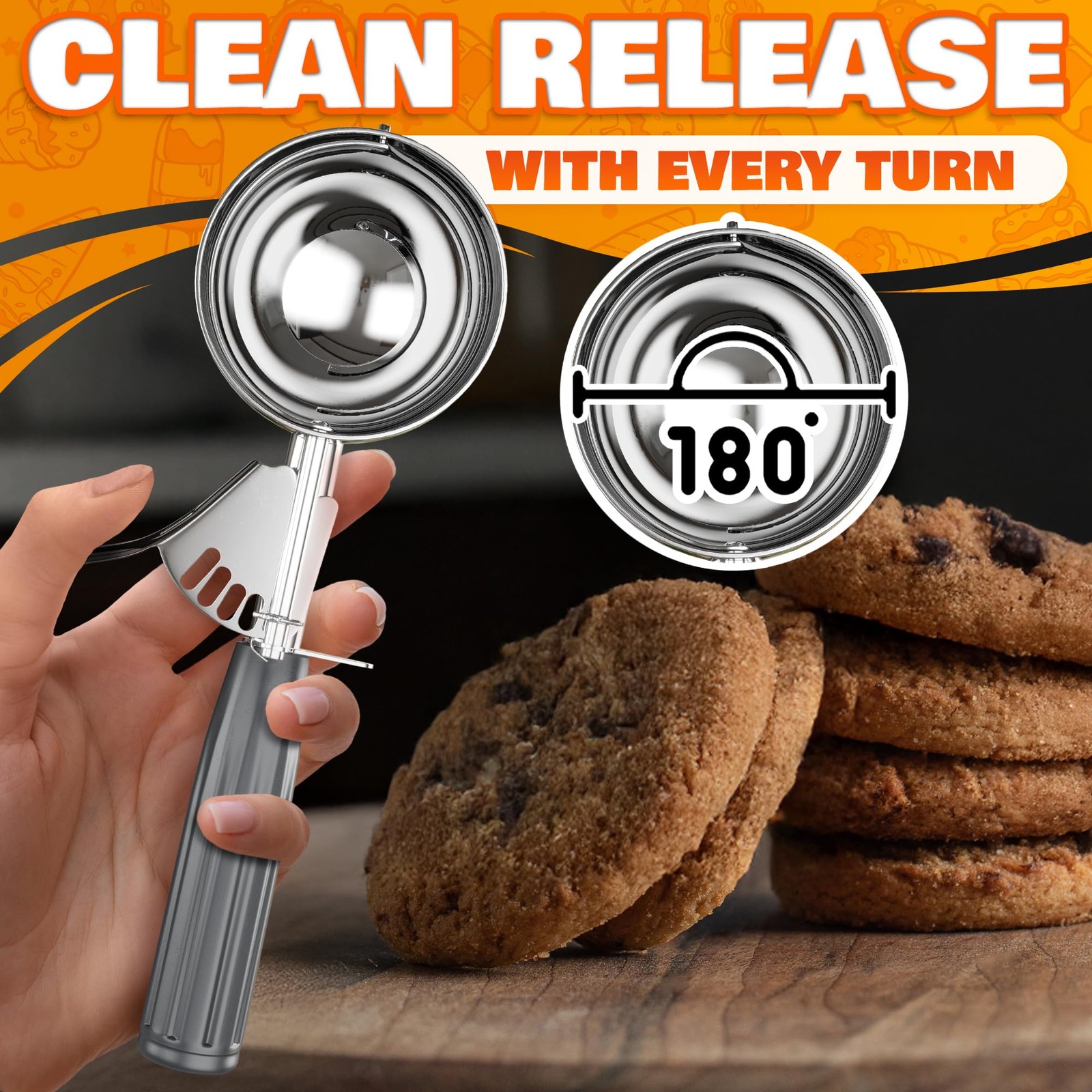 4 oz Large Ice Cream Scoop with Trigger Release #8 – Stainless 4 oz, Gray