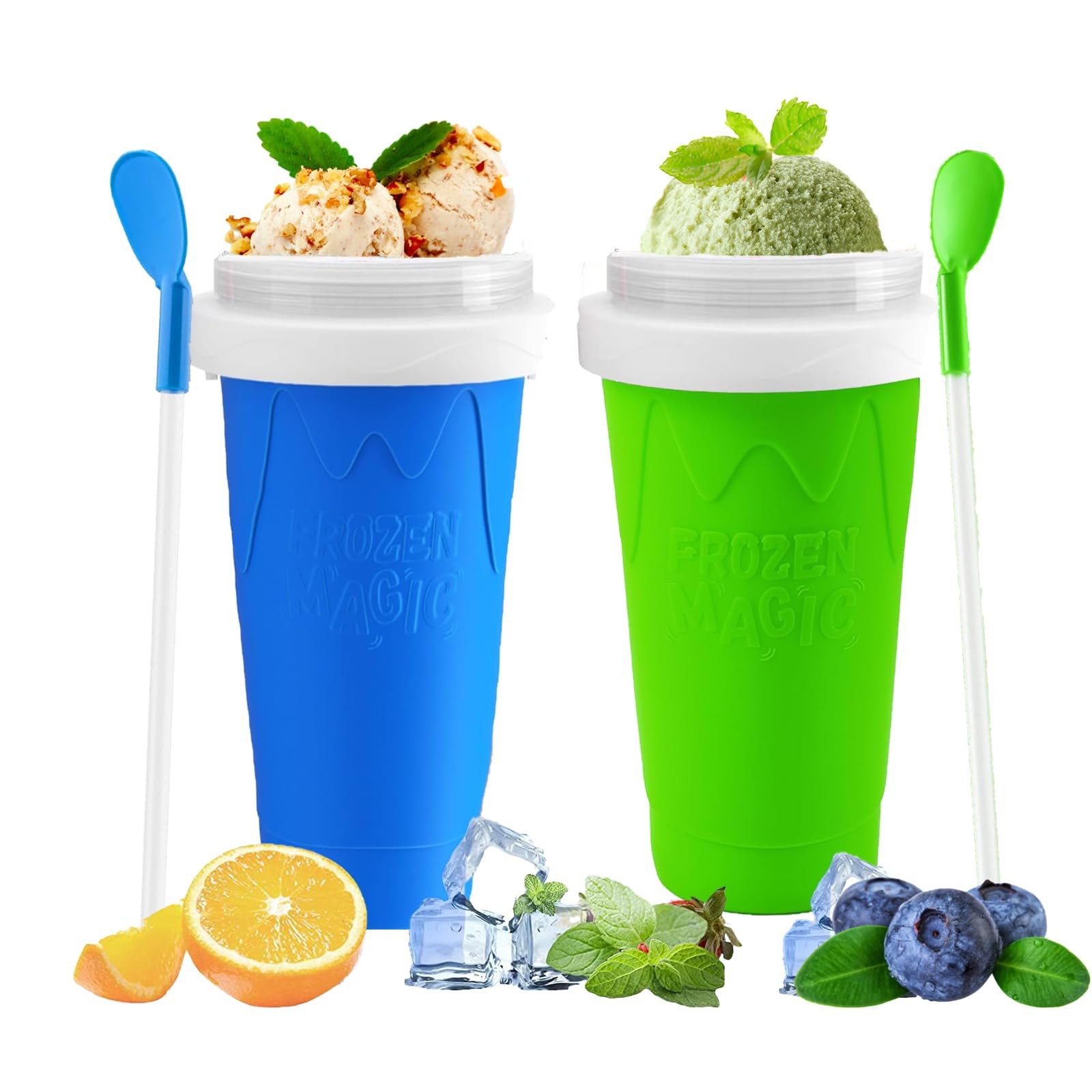 2 Packs Magic Quick Frozen Smoothies Maker – Portable Double Layer Slushy Mak…