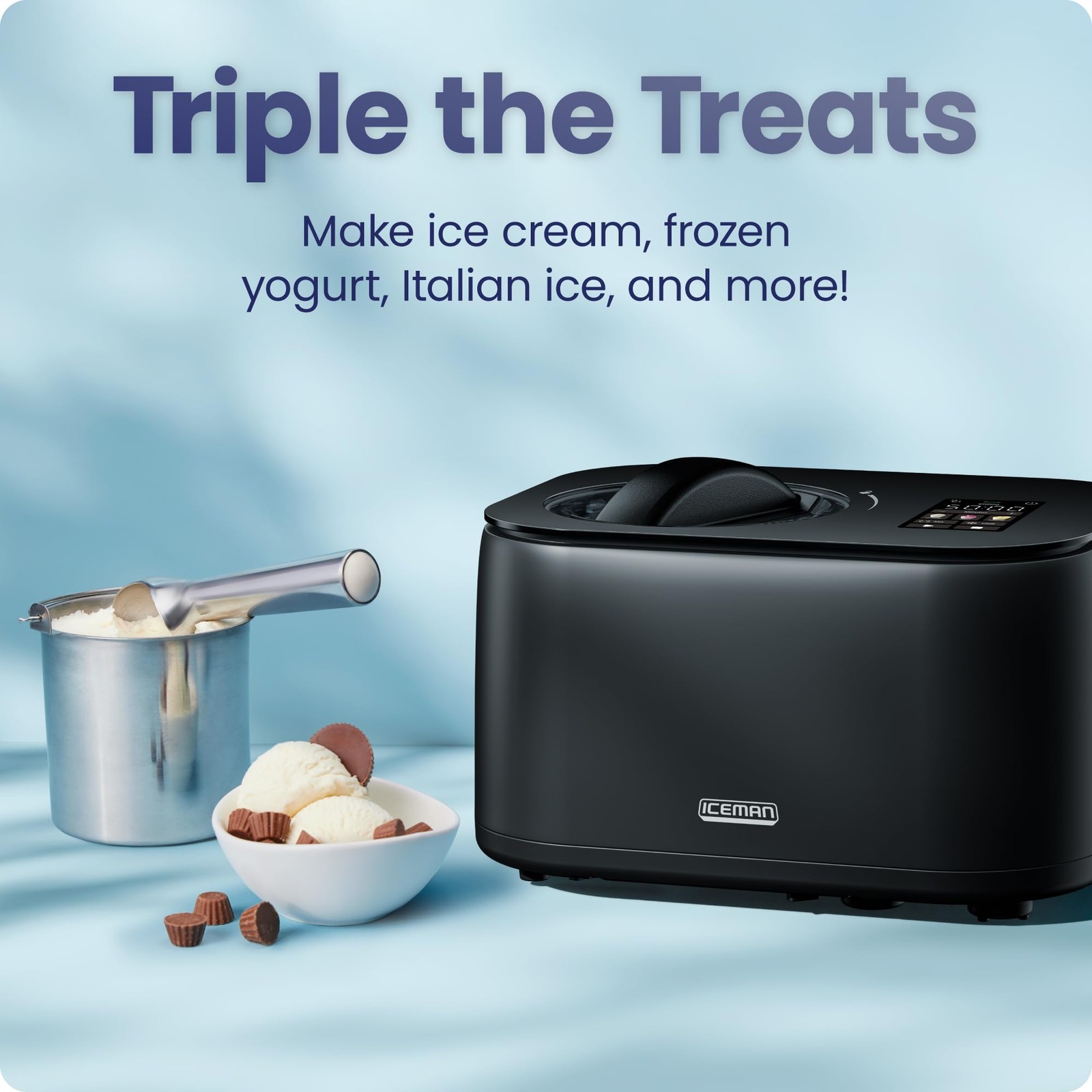 Iceman by Chefman Ice Cream Maker, No Pre-Freezing with Built-In Compressor, …