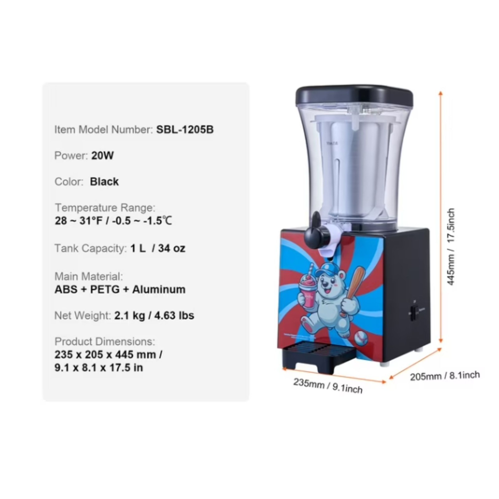 Slushy Machine for Home Margarita Slush Maker 34oz Smoothie Frozen Drink Maker