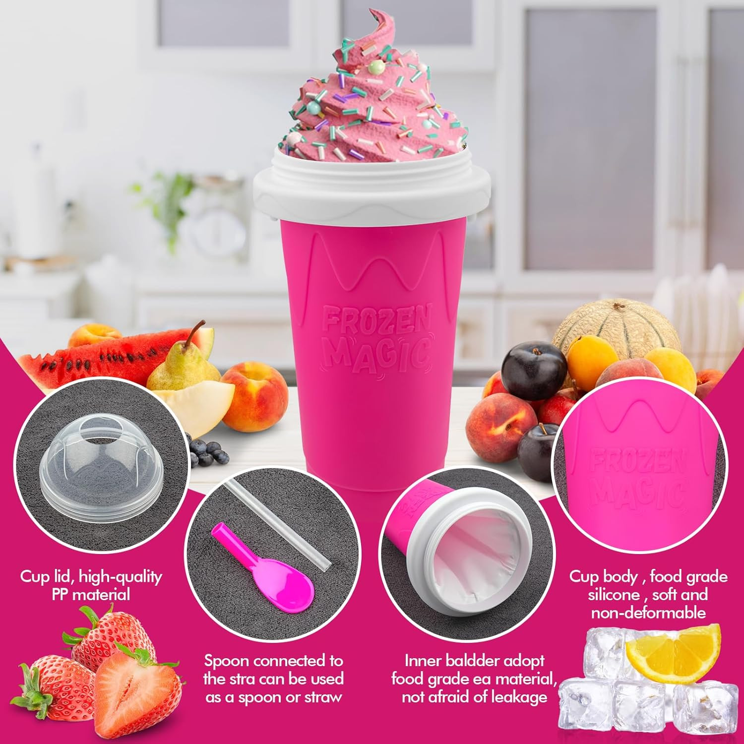 2PCS Slushie Maker Cup,Diy Magic Quick Frozen Smoothies Cups for Homemade Milk S