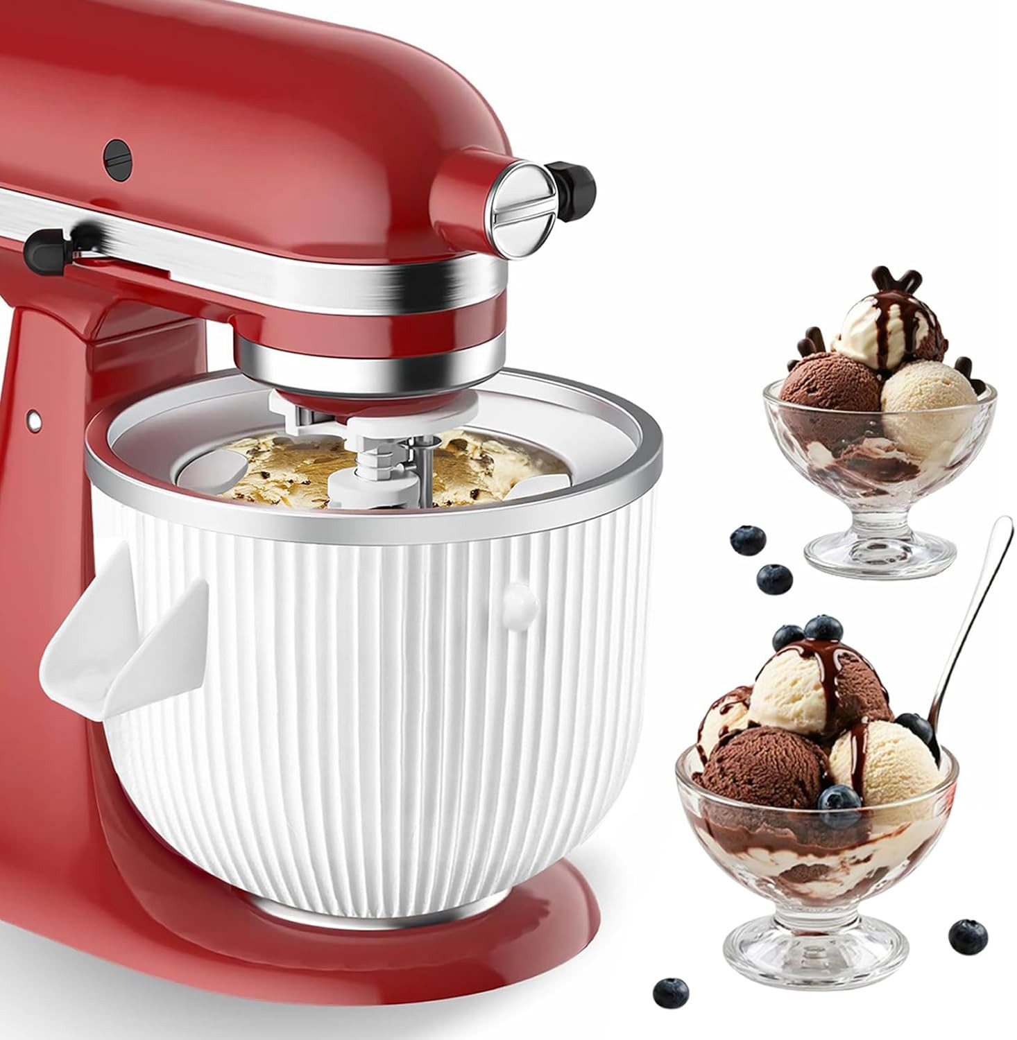 Ice Cream Maker Attachment for Kitchenaid, Fits Kitchenaid 4.5/5QT & 6QT Mixers,