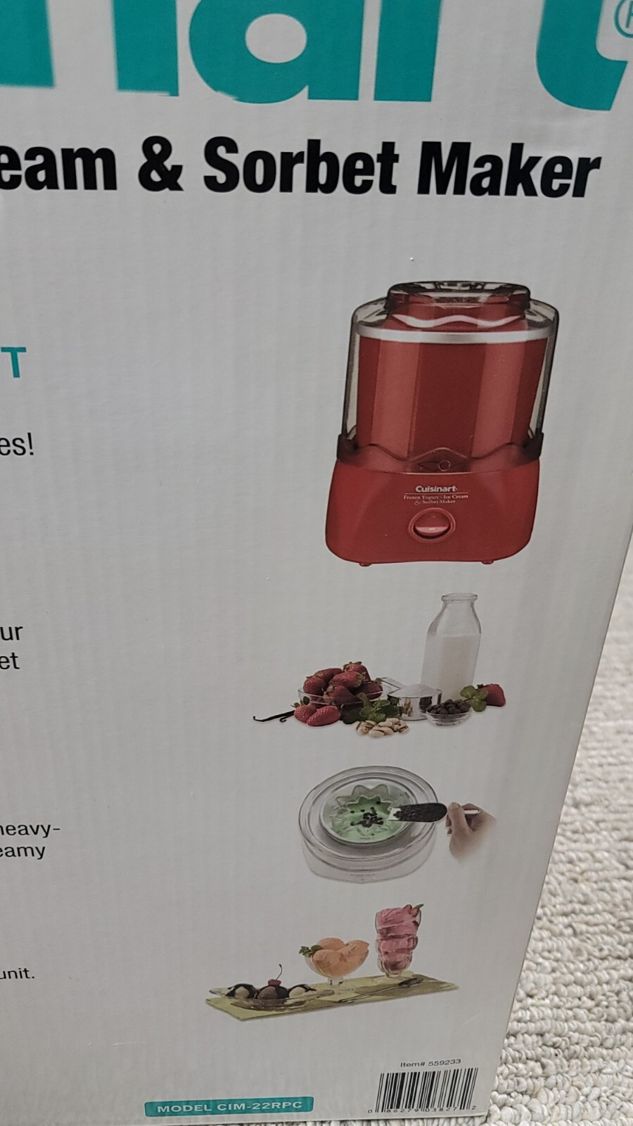 Cuisinart ICE-21R Red 1.5 QT Frozen Yogurt-Ice Cream Sorbet Maker USED