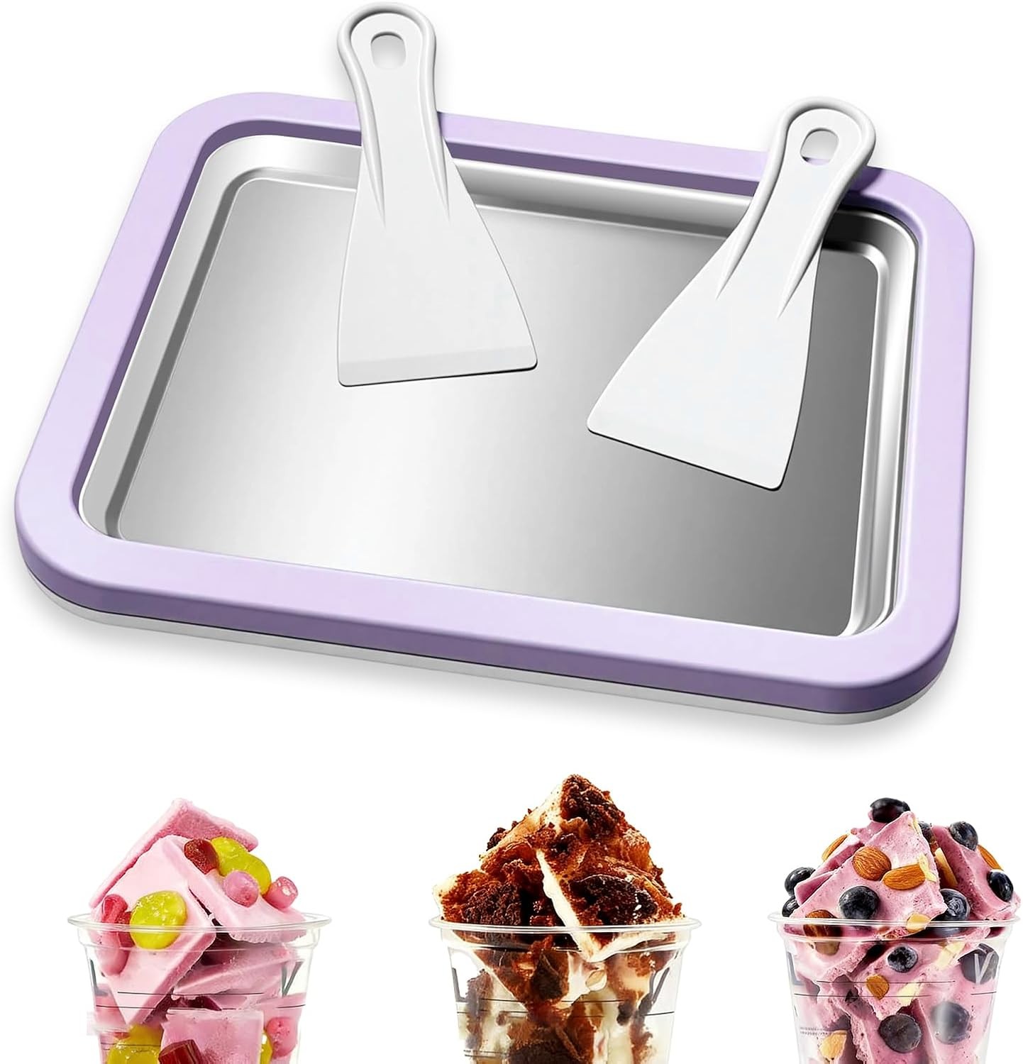 Instant Ice Cream Maker Rolled Ice Cream Maker W/ 2 Spatulas Homemade DIY Frozen