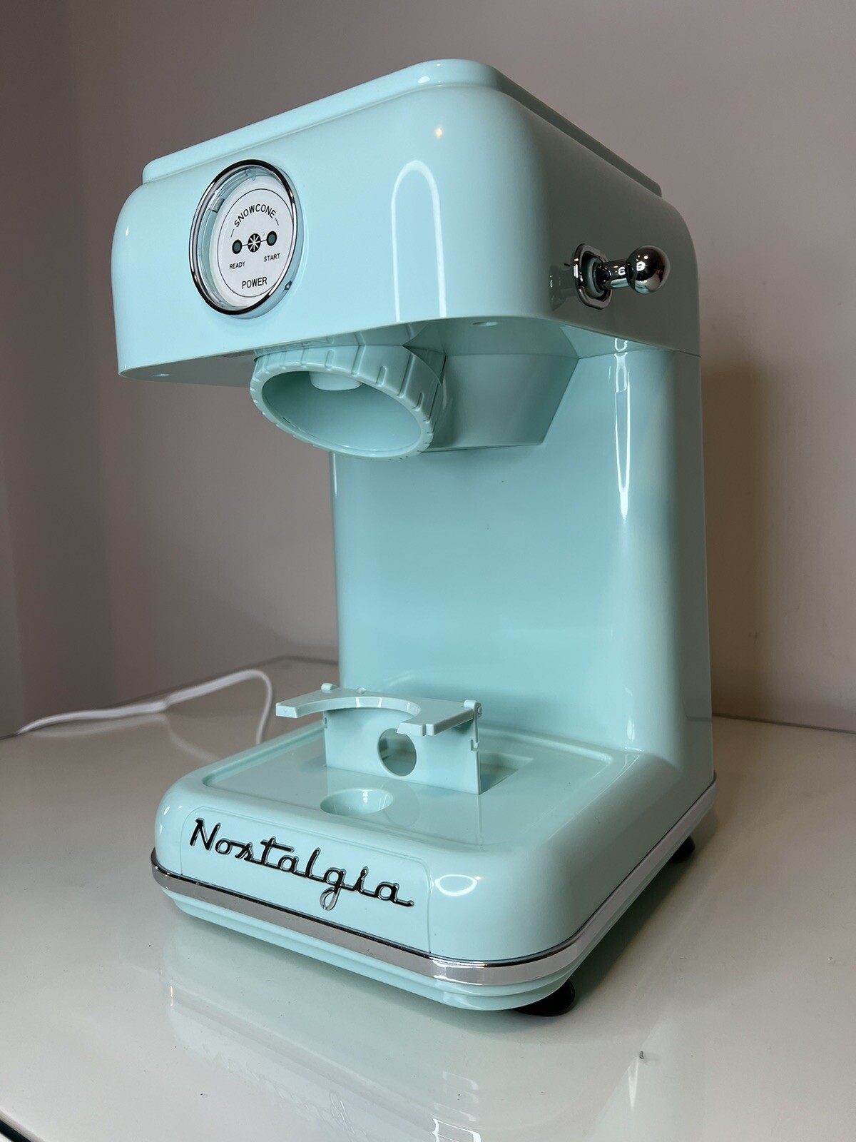Nostalgia Snow Cone Machine Shaved Ice Classic Retro Single Aqua Teal w Box
