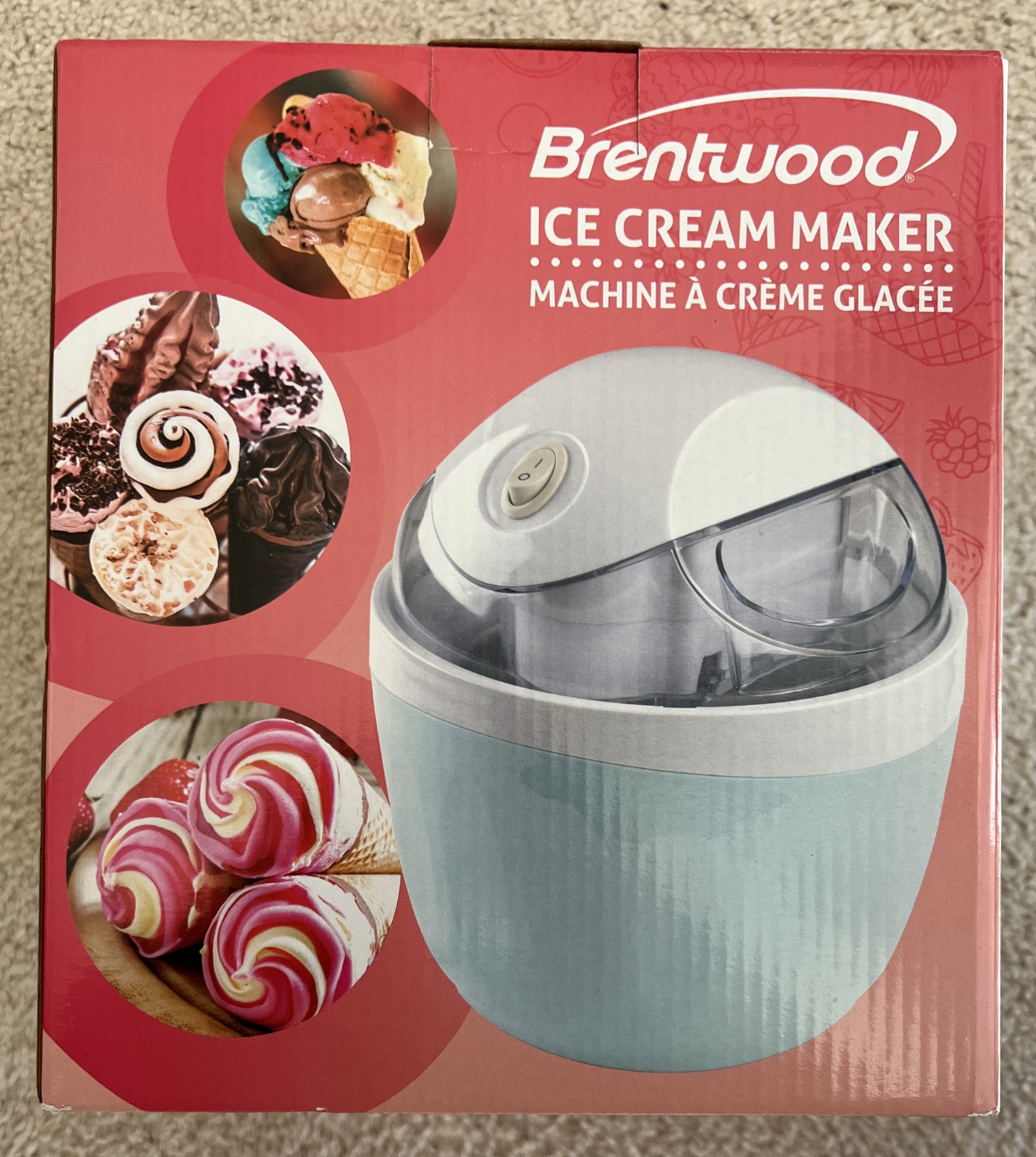 Brentwood TS-1410BL 1 Qt Ice Cream and Sorbet Maker; Frozen Yogurt; Unopened Box