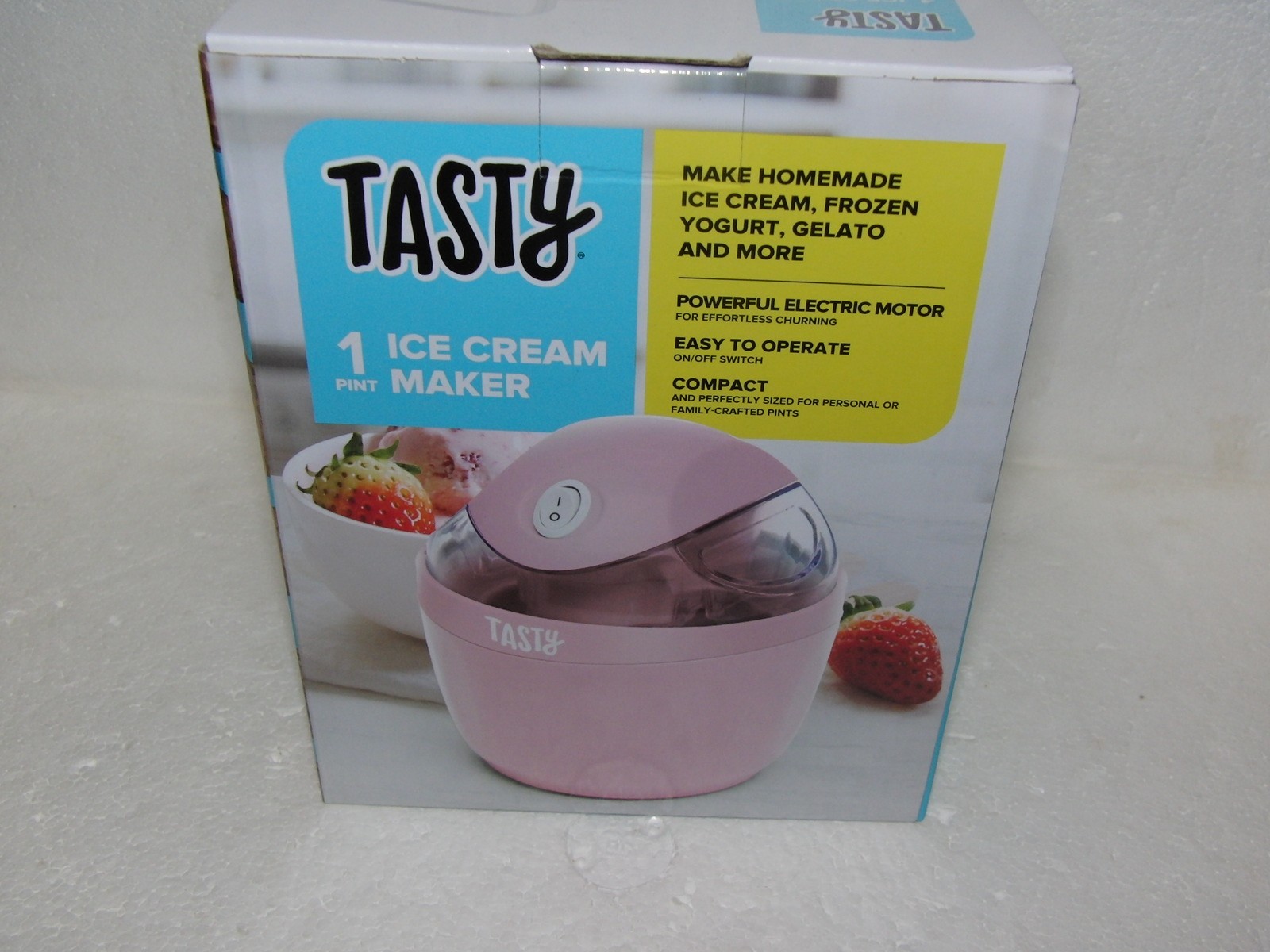 Tasty 1 Pint Compact Ice Cream Maker, Frozen Yogurt, Gelato and More NEW