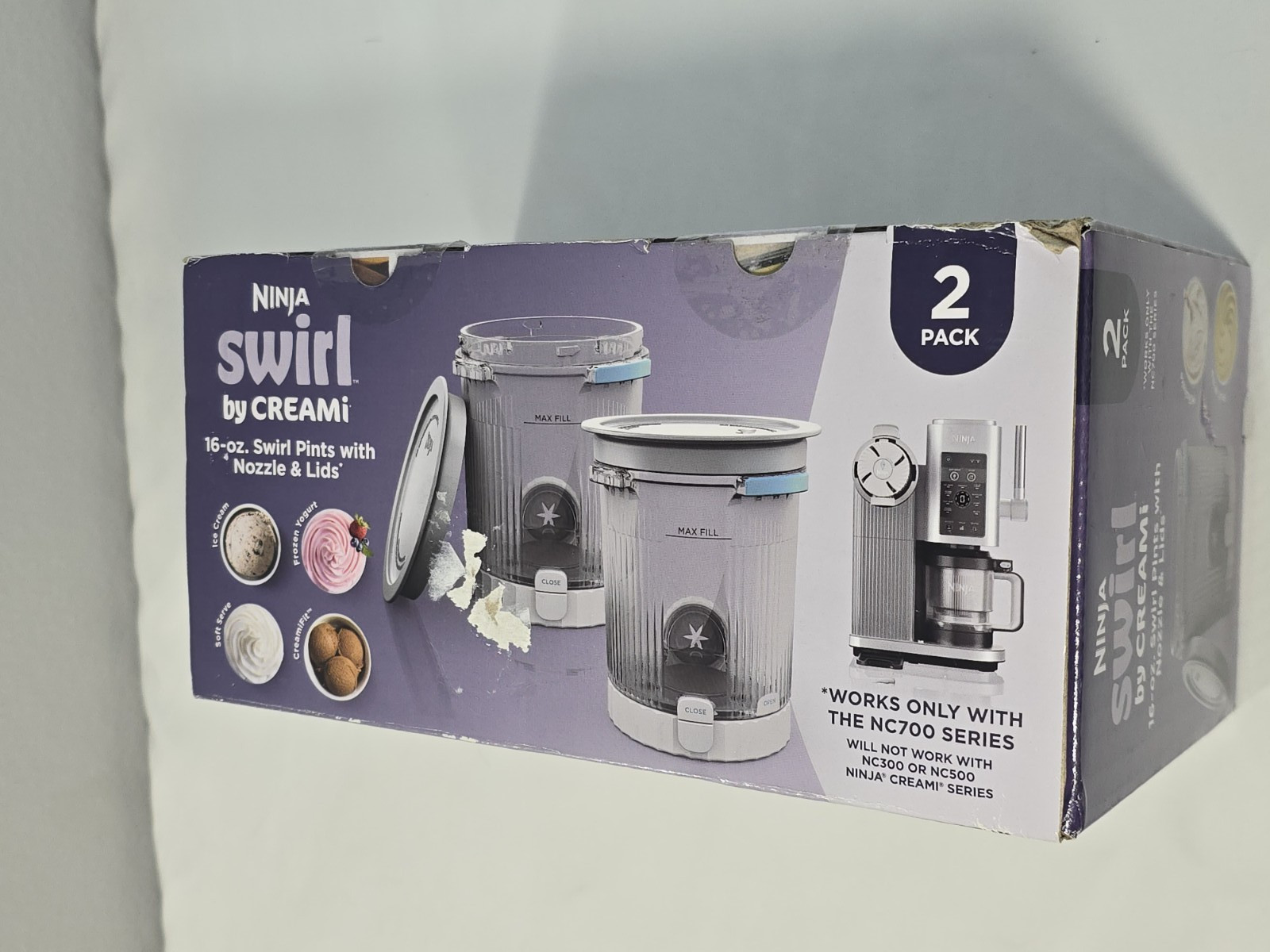 Ninja – Swirl by CREAMi Pints and Lids, 2 Pack – Grey Lids NC7000 OEM Ninja