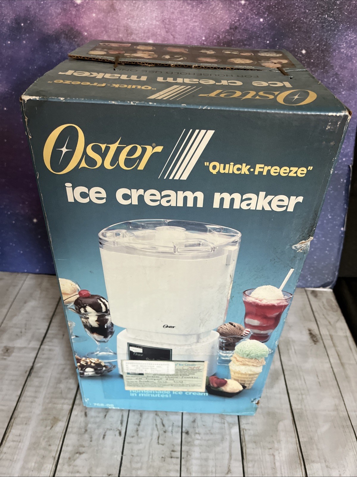 Vintage NOS Oster 2 qt ice cream maker Quick Freeze Model 768-08 – Sealed USA