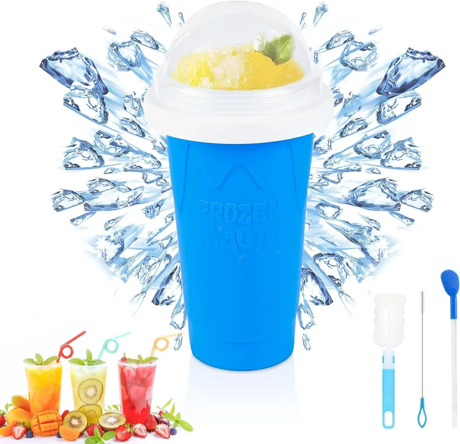 DIY Slushie Cup Frozen Smoothie Maker Portable Squeeze Bottle US