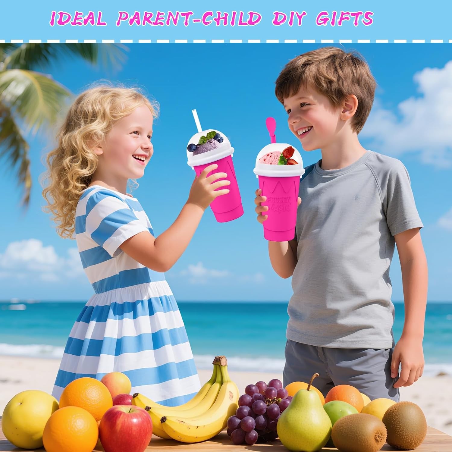 500ML Slushie Maker Cup- DIY Magic Slushy Maker Squeeze Cups, Portable Smoothie