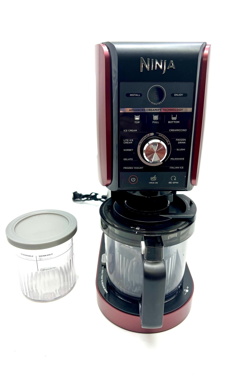 Ninja NC501 CREAMi Deluxe 11-in-1 Ice Cream and Frozen Treat Maker – RED