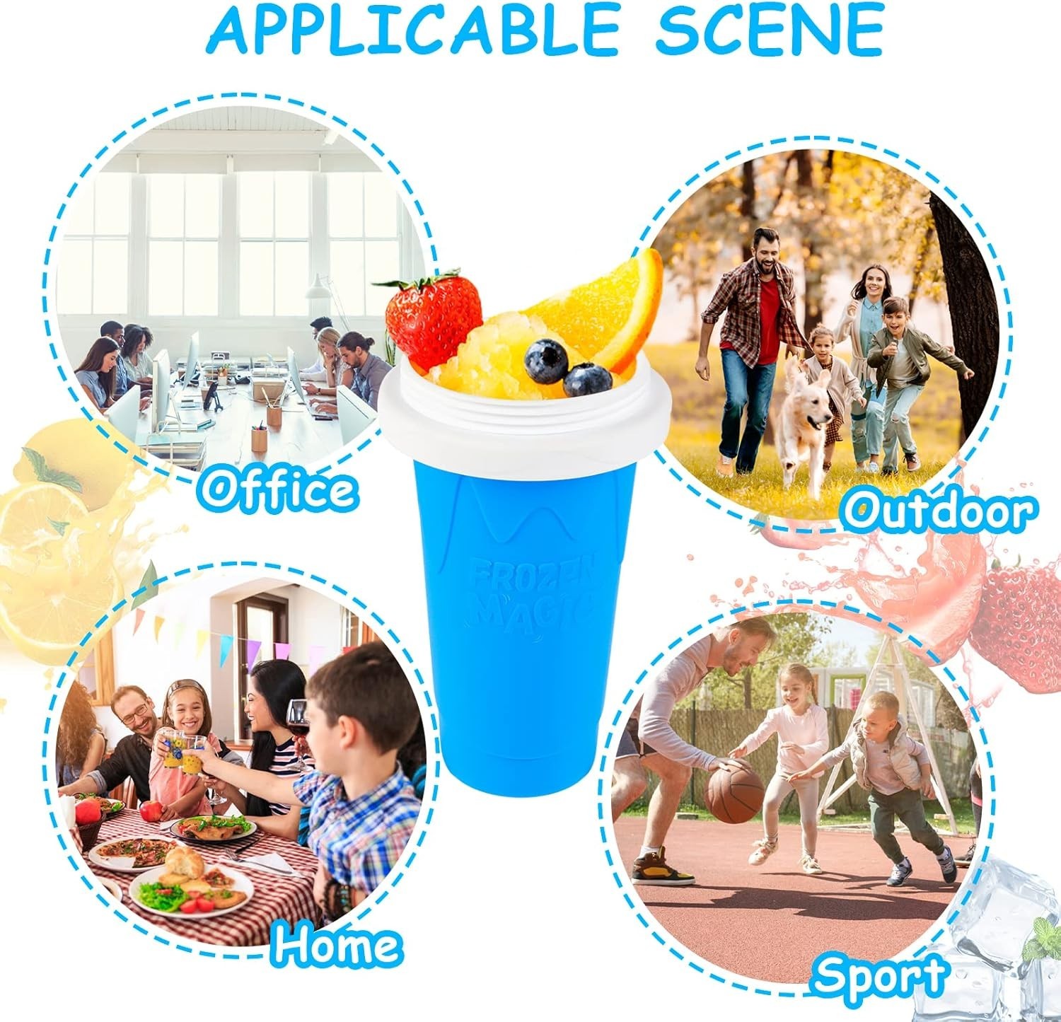Portable Double Layer Slushie Maker Cup – DIY Frozen Treats for All Ages, Blue