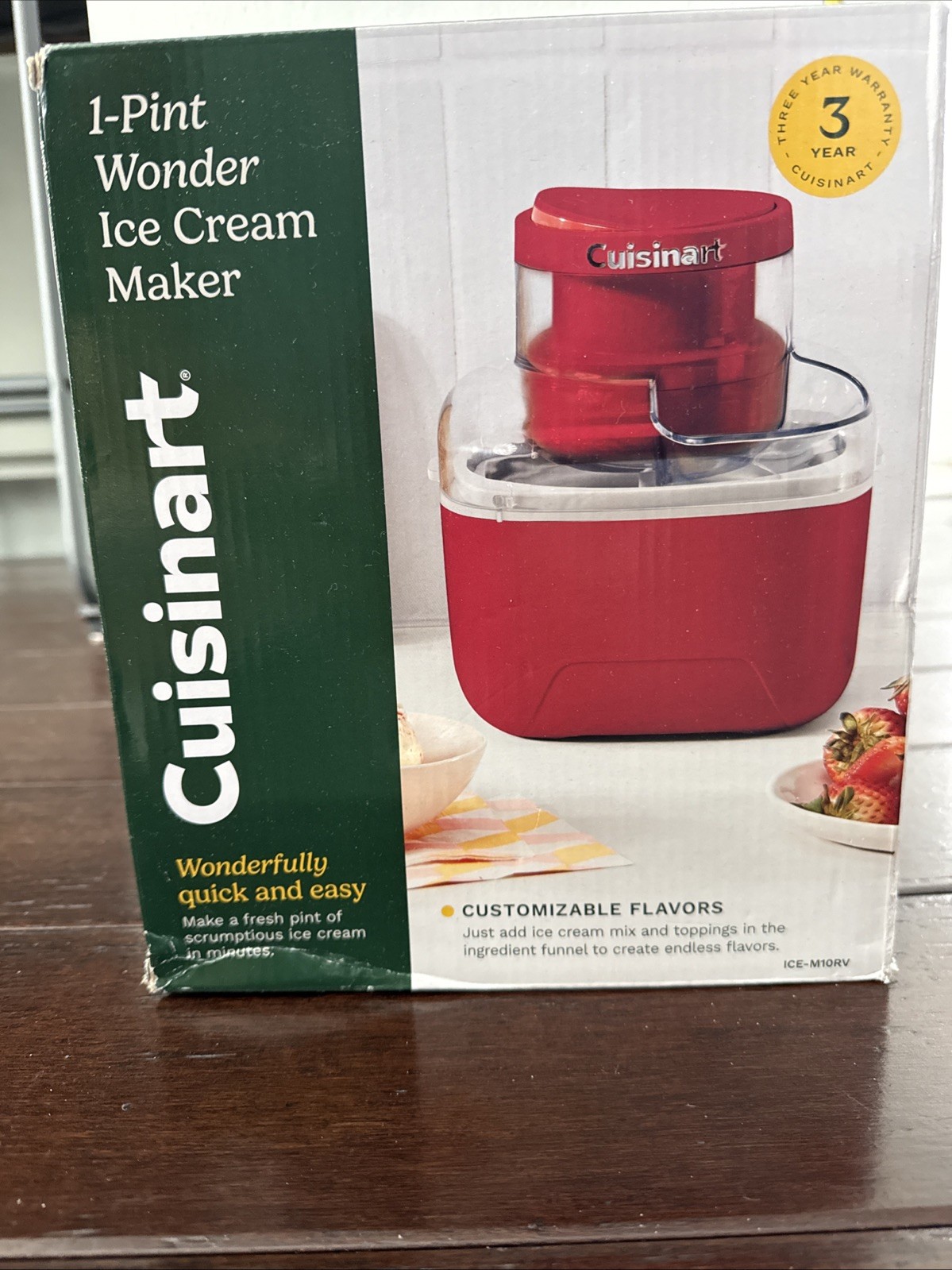 Cuisinart 1-Pint Wonder Ice Cream Maker ICE-M10RV Customizable Flavors NEW