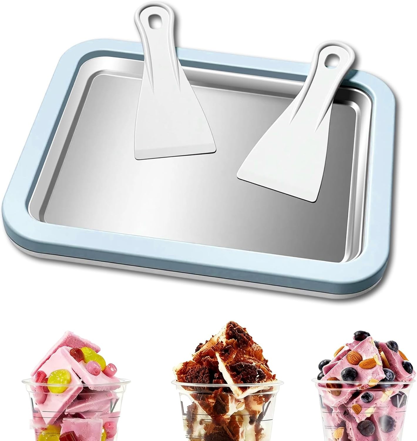 Instant Ice Cream Maker Rolled Ice Cream Maker W/ 2 Spatulas Homemade DIY Frozen