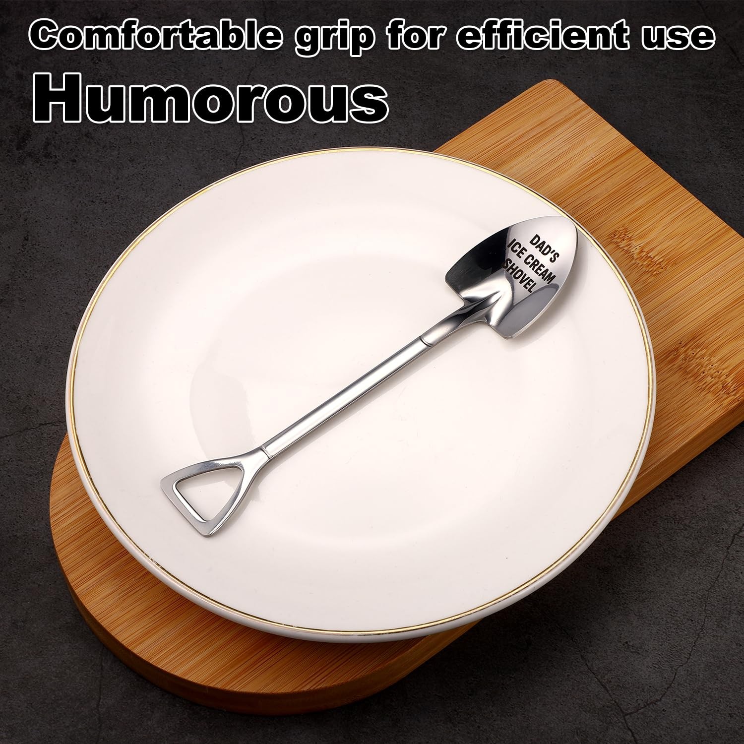 Dad’s Ice Cream Shovel Spoon, Stainless Steel Funny Dads M, Silver