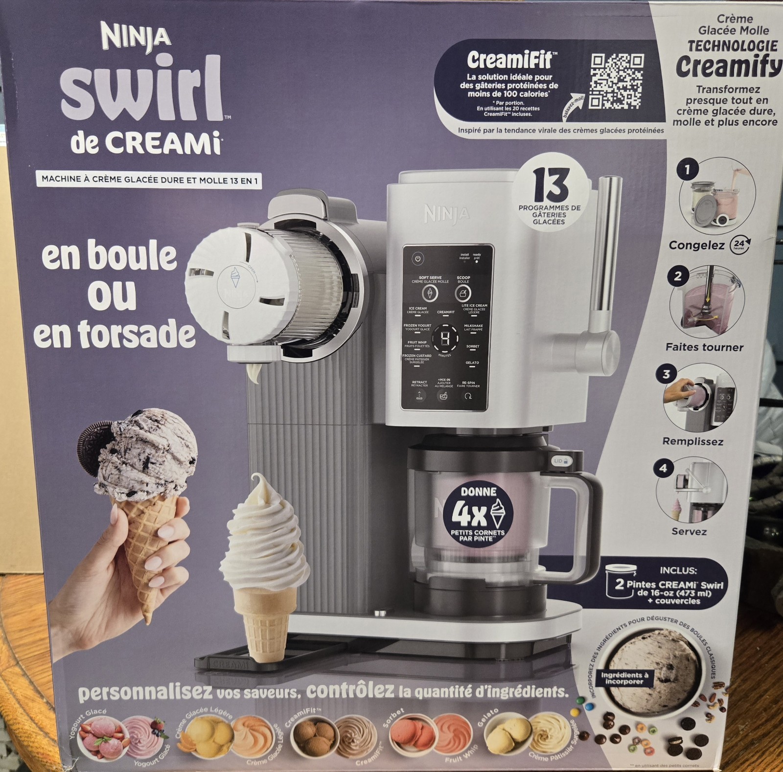 Ninja Swirl by CREAMi NC701 13-in-1 Soft Serve Maker, 16 oz, One-Touch