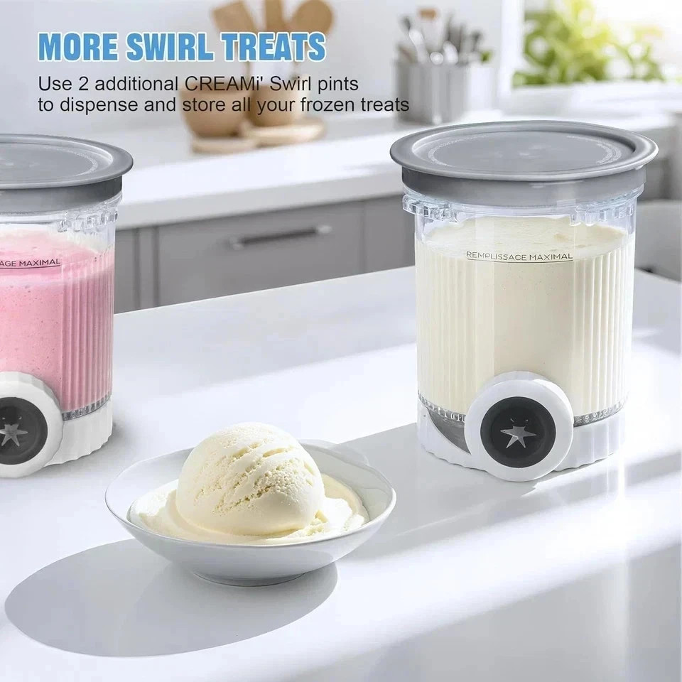 4 Pack Creami Swirl Pints & Lids for Ninja, Compatible with NC700 Series Ninja S
