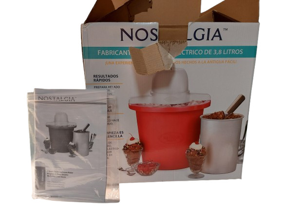 Nostalgia 4 Quart Electric Ice Cream Maker Red Ice Cream In 30 Minutes New