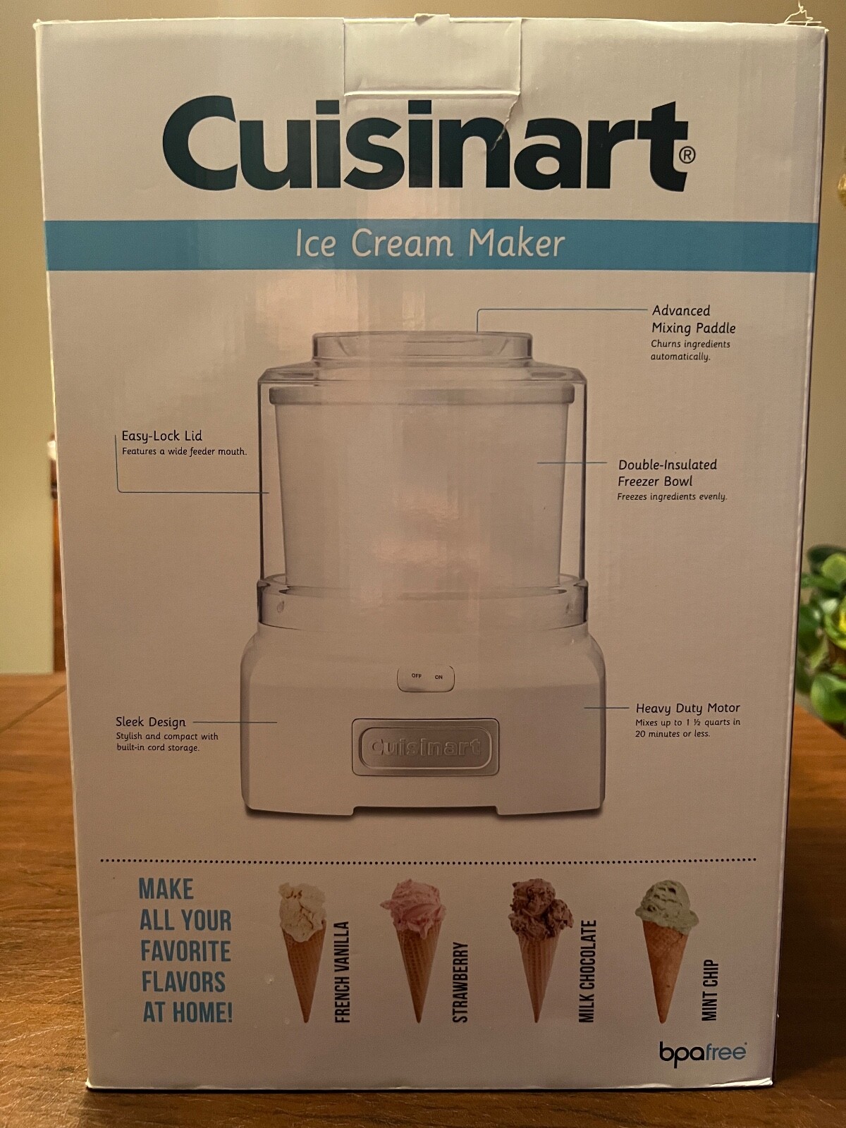 Cuisinart Ice Cream Maker Machine, 1.5 Quart, Double Insulated, White, ICE-21P1
