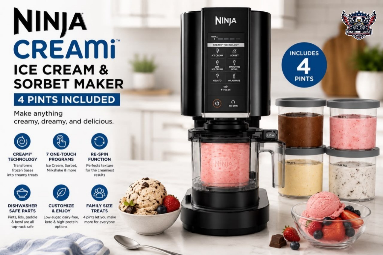 Ninja Creami Ice Cream & Sorbet Maker – 4 Pints Included