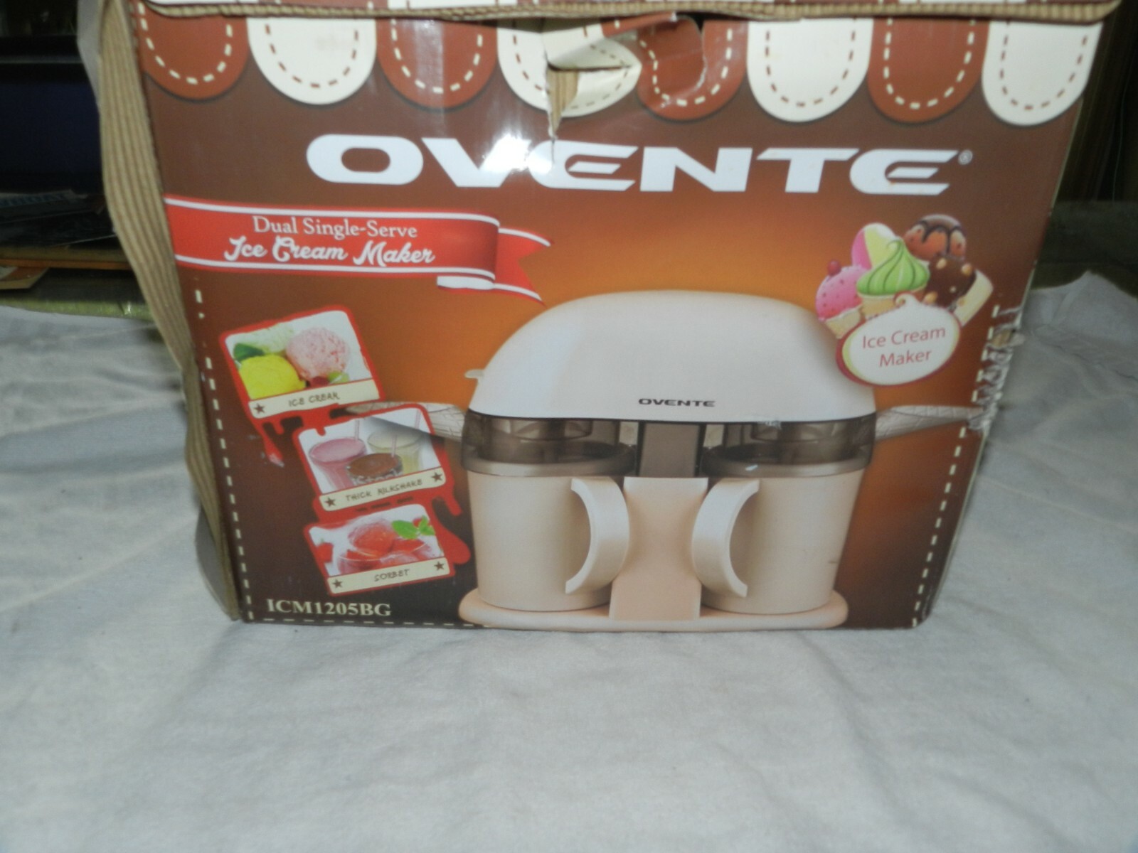 Ovente Dual Single Serve Ice Cream Maker Peach Colored Model ICM1205BG NEW