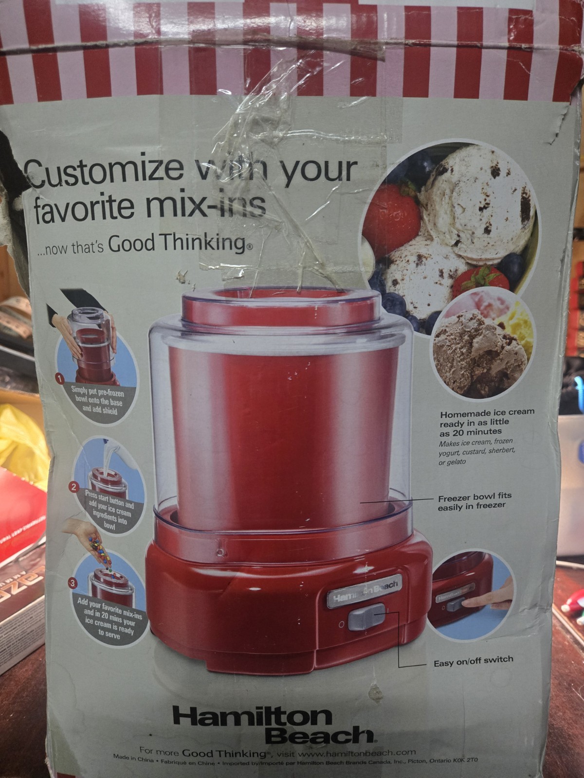 Cuisinart New Open Box 11.26 x 9.06 x 9.17 in. 1.5 qt. Ice Cream Maker Red