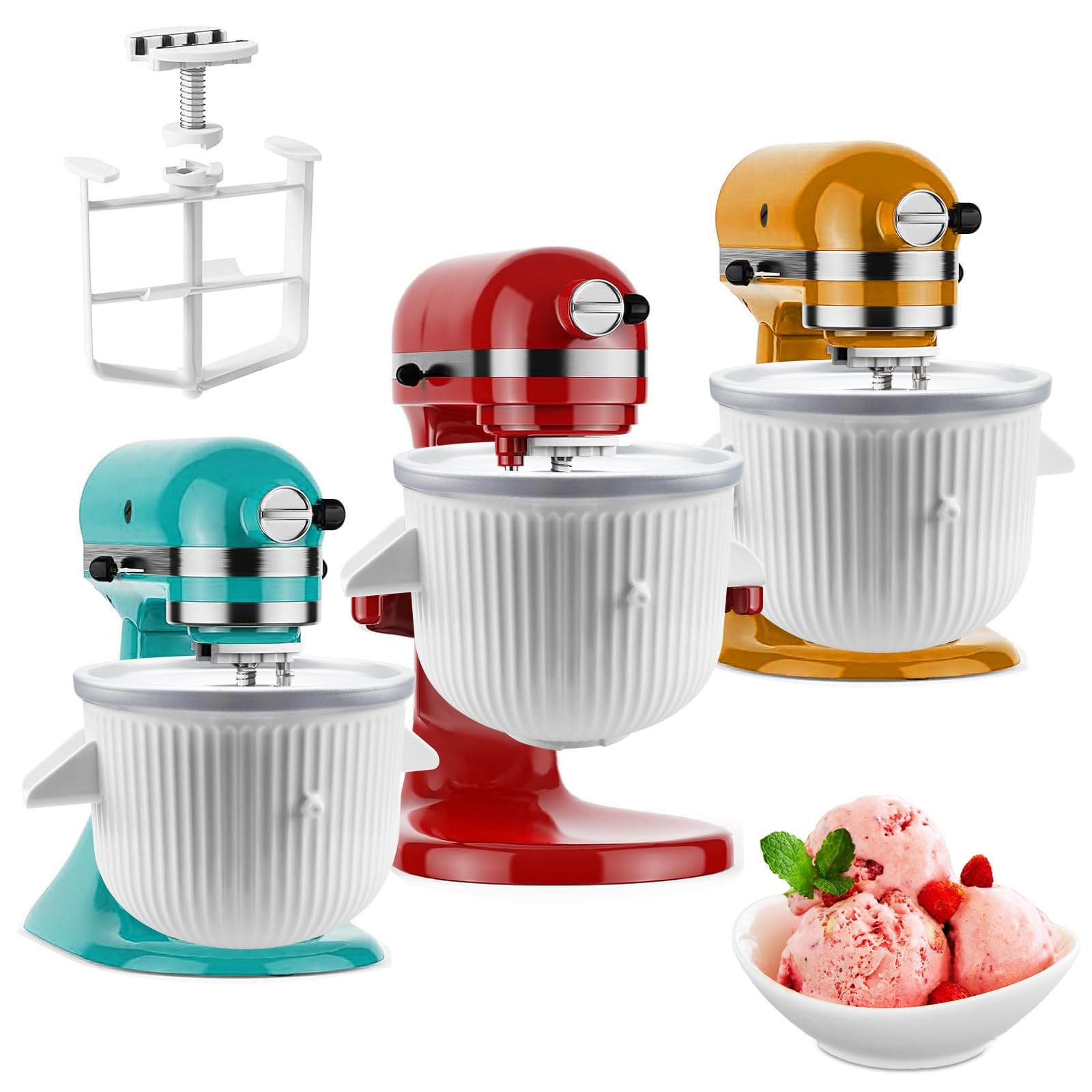 Ice Cream Maker Attachment for KitchenAid Stand Mixer Ice Cream Bowl Compatible
