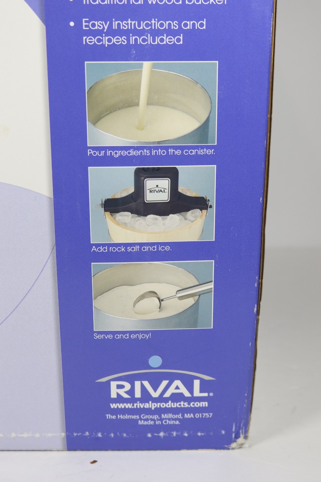 Rival Ice Cream Maker Select 8550 5 QT 40 Servings Machine Wood Bucket