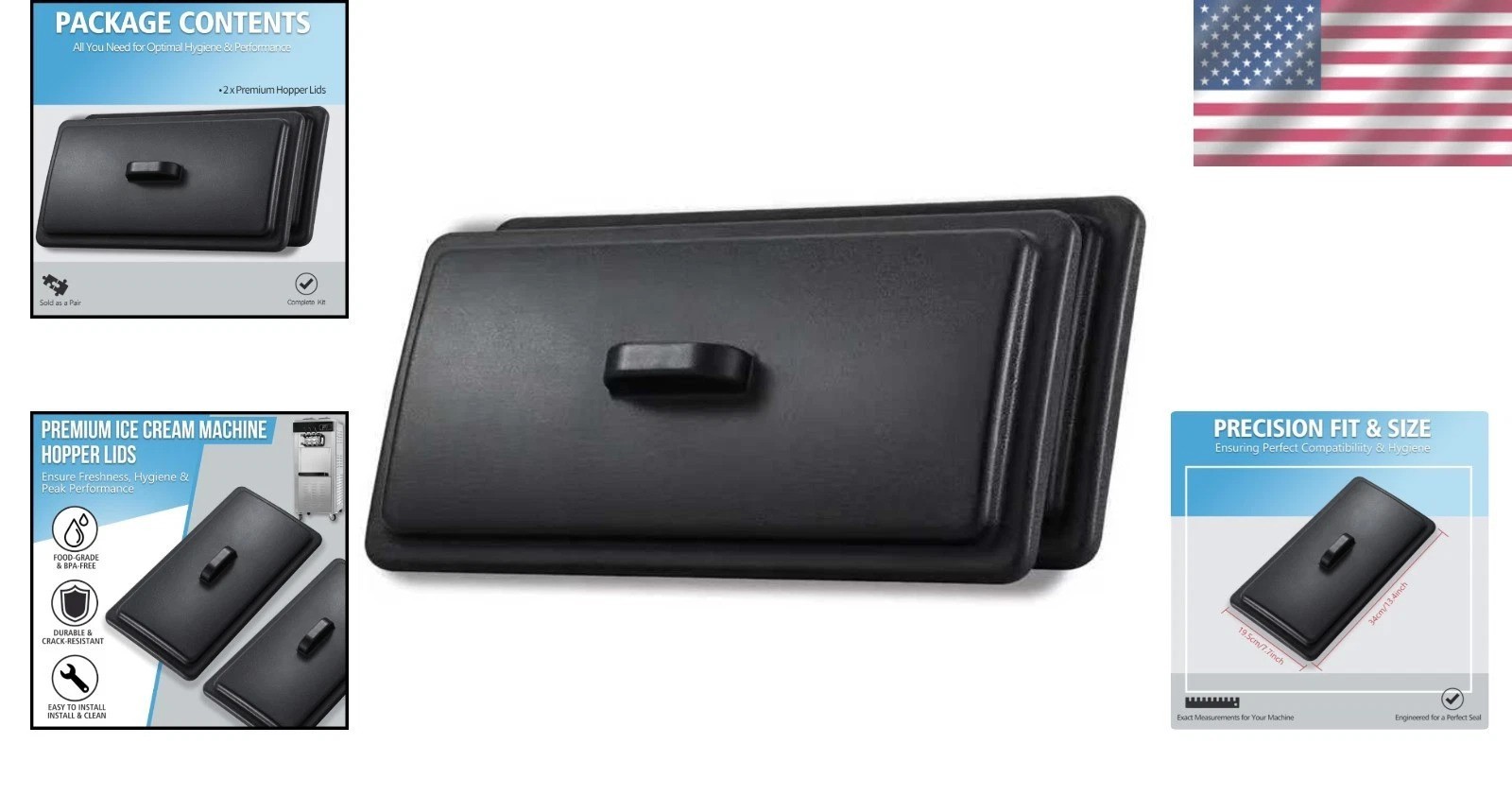 Secure Snap Closure Two-Piece Hopper Lid for Vevor Soft Serve Machines