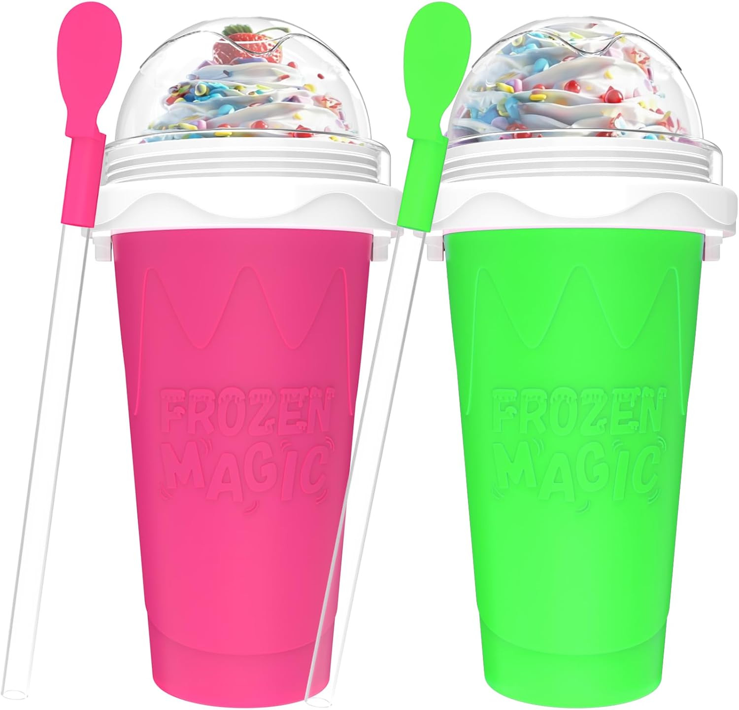 2PCS Slushie Maker Cup,DIY Magic Quick Frozen Smoothies Cups for Homemade Milk S