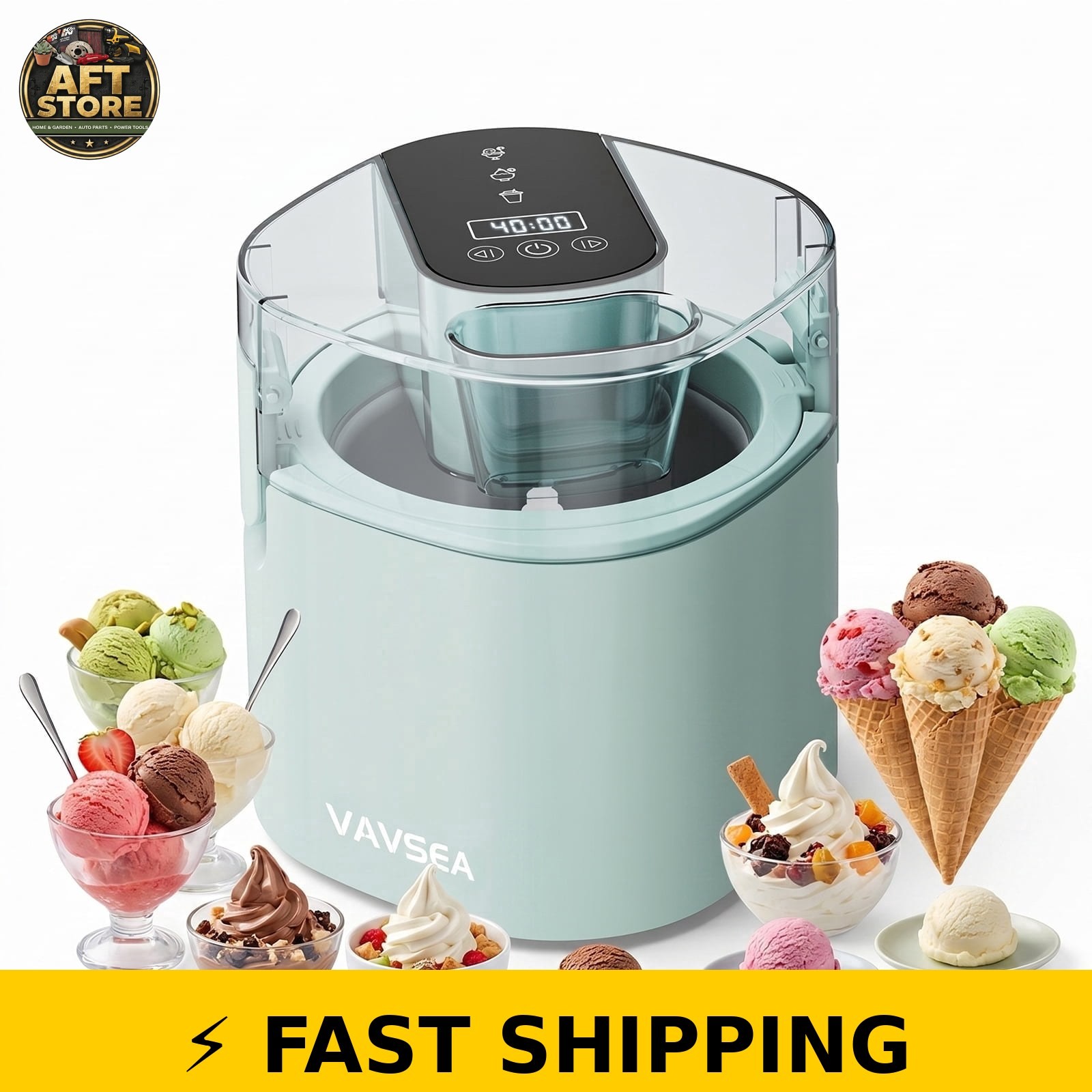 VAVSEA 1.6 Qt Ice Cream Maker – Automatic & Easy Homemade Treats