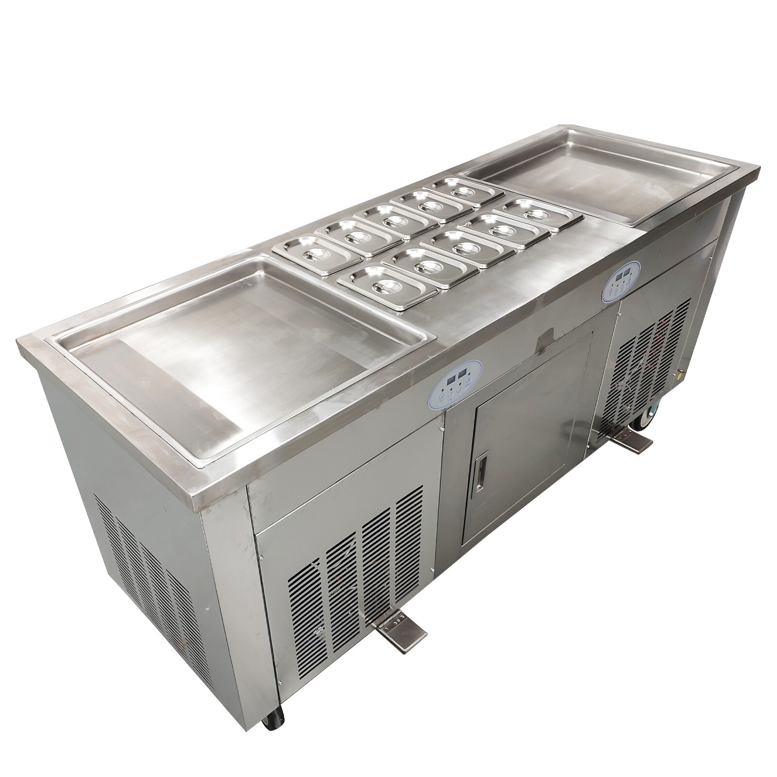 17.7*17.7in Fried Ice Cream Roll Machine 110V Frozen Yogurt Maker Machine 25L/H