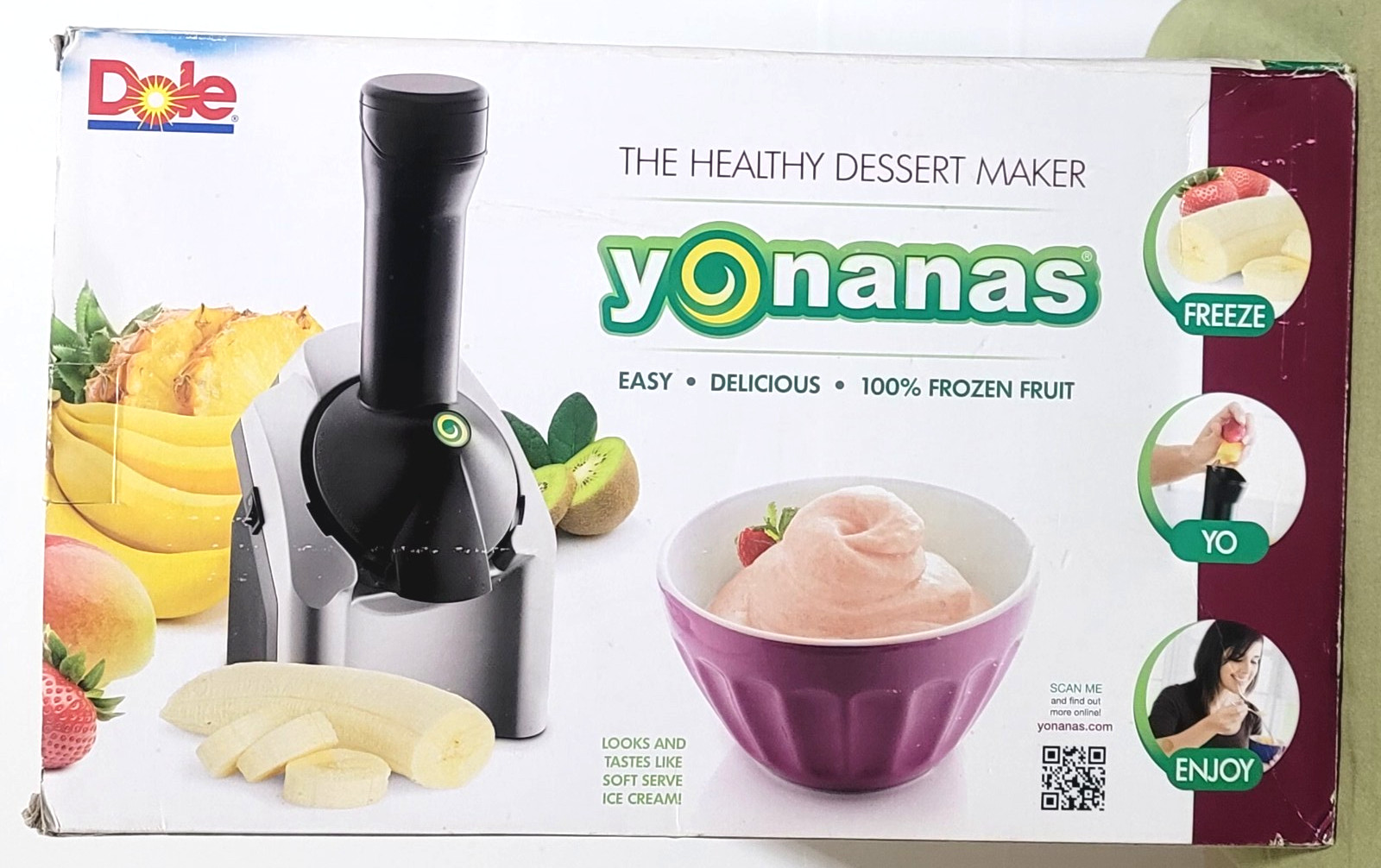 Yonanas Healthy Foods Dessert Maker Frozen Treat Machine in original box
