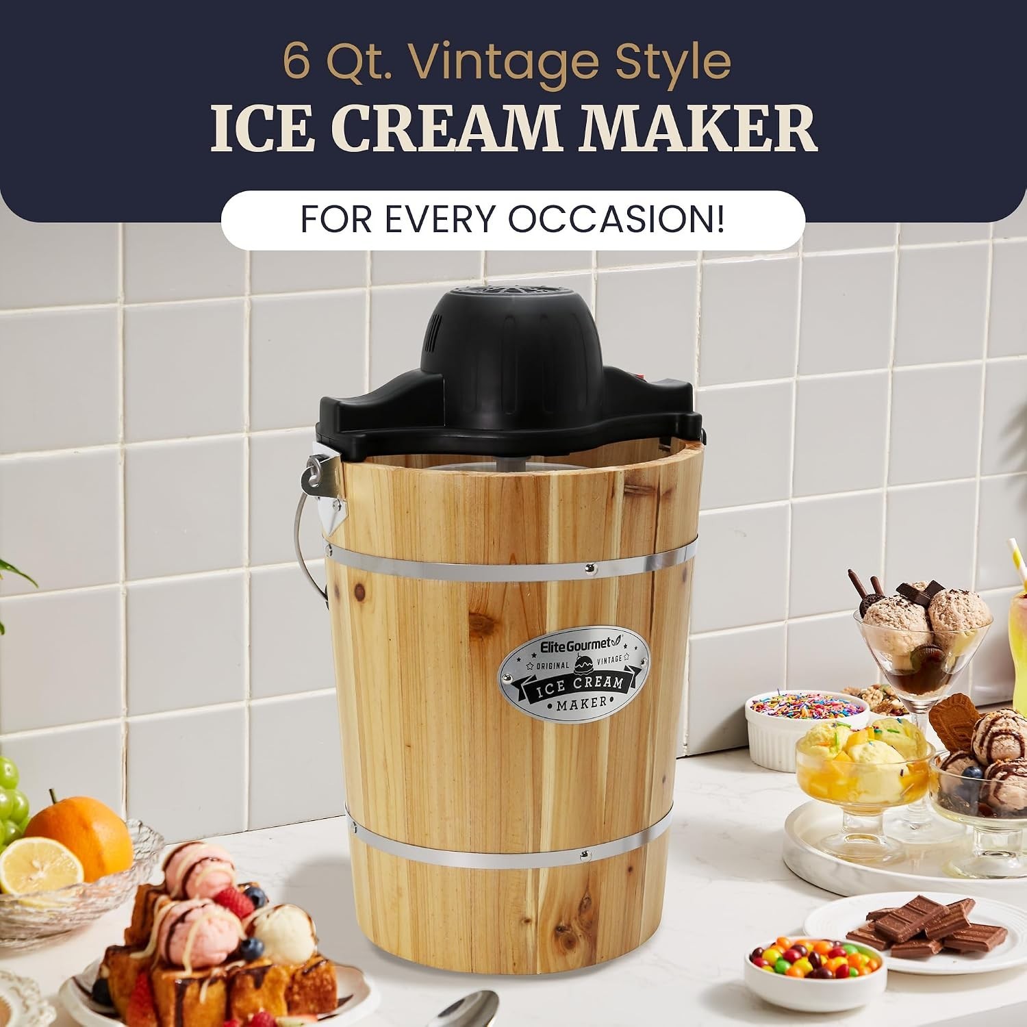 6 Quart Wood Bucket Ice Cream Maker – Traditional Taste with Modern Convenience