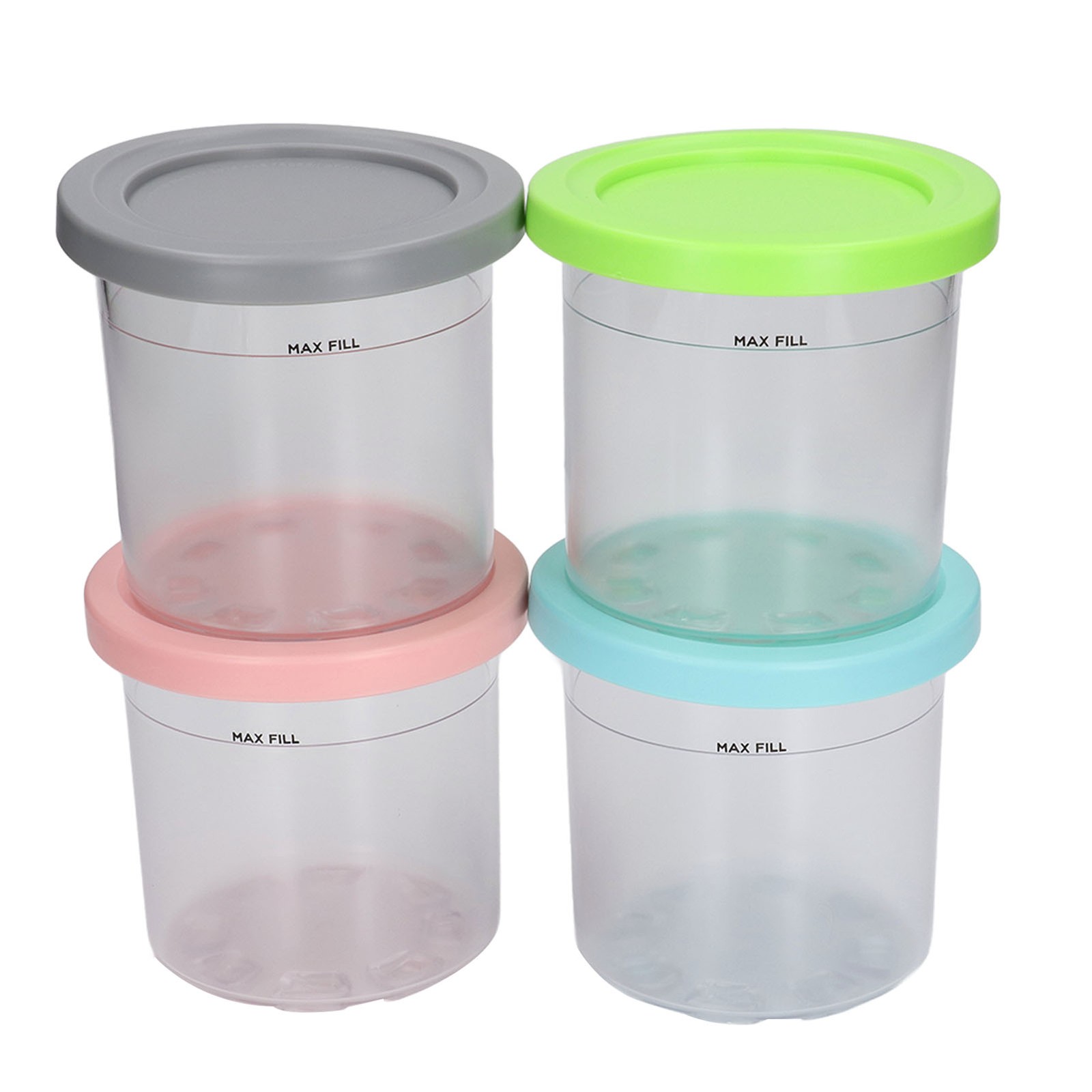 Ice Cream Pints Transparent Reusable Pints Homemade Ice Cream Container With-DSO