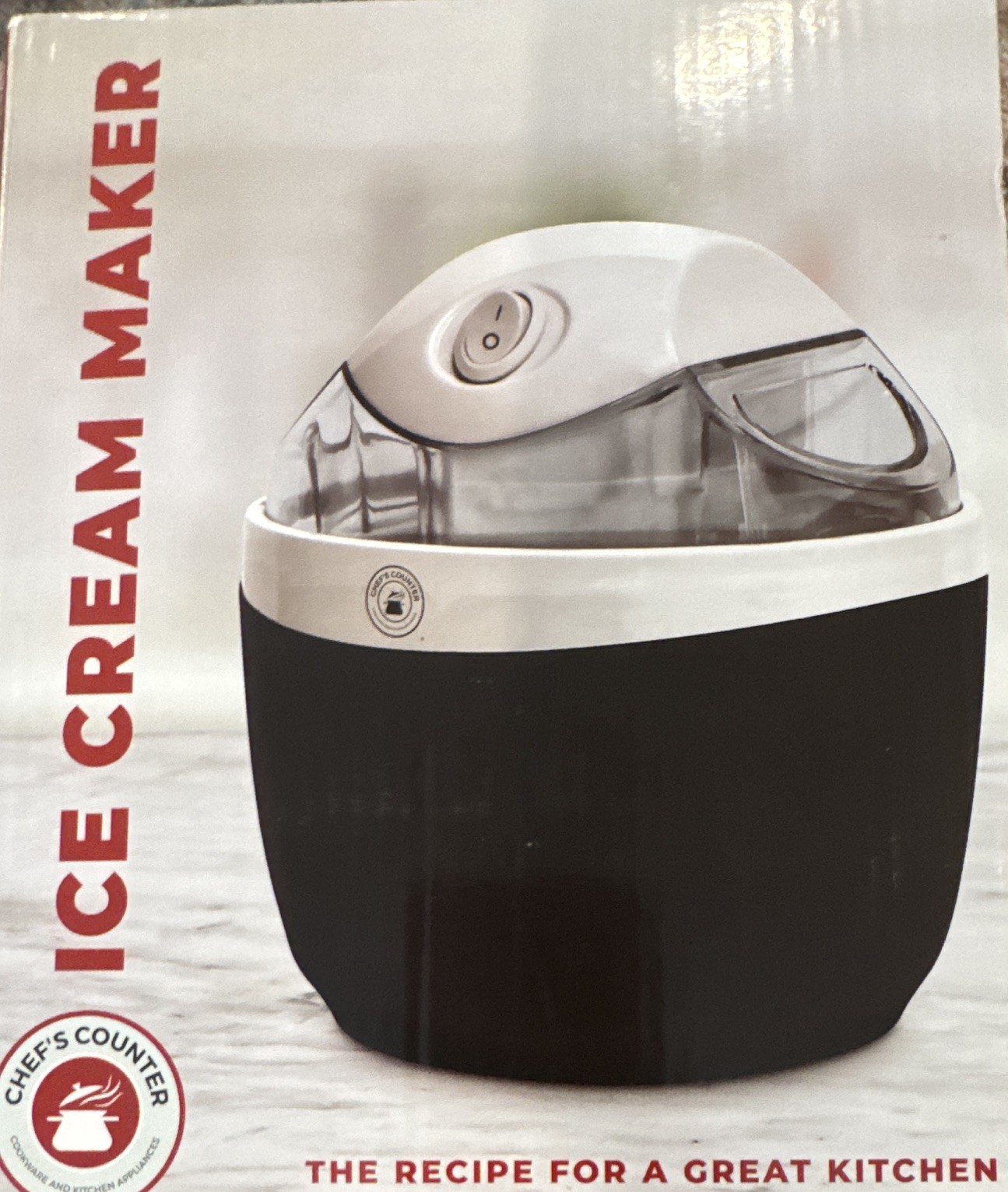 Chef’s Counter Ice Cream Maker 0.5L Electric Freezer Bowl Reversible Black/White