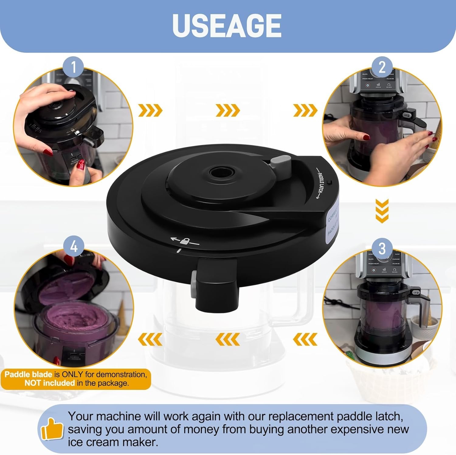 Ninja Creami Deluxe Outer Bowl Lid Replacement, Dishwasher Safe, NC500 Series