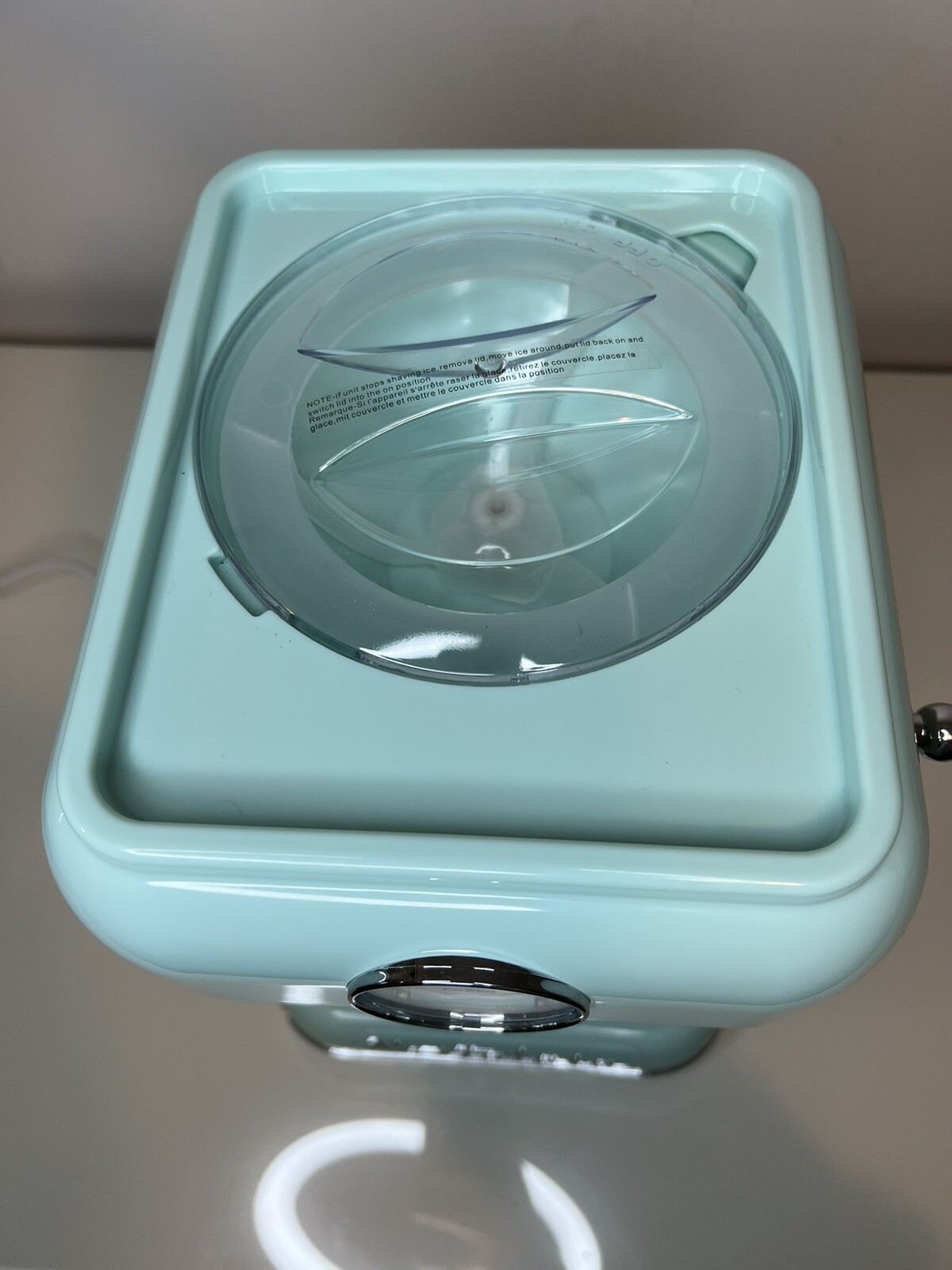 Nostalgia Snow Cone Machine Shaved Ice Classic Retro Single Aqua Teal w Box