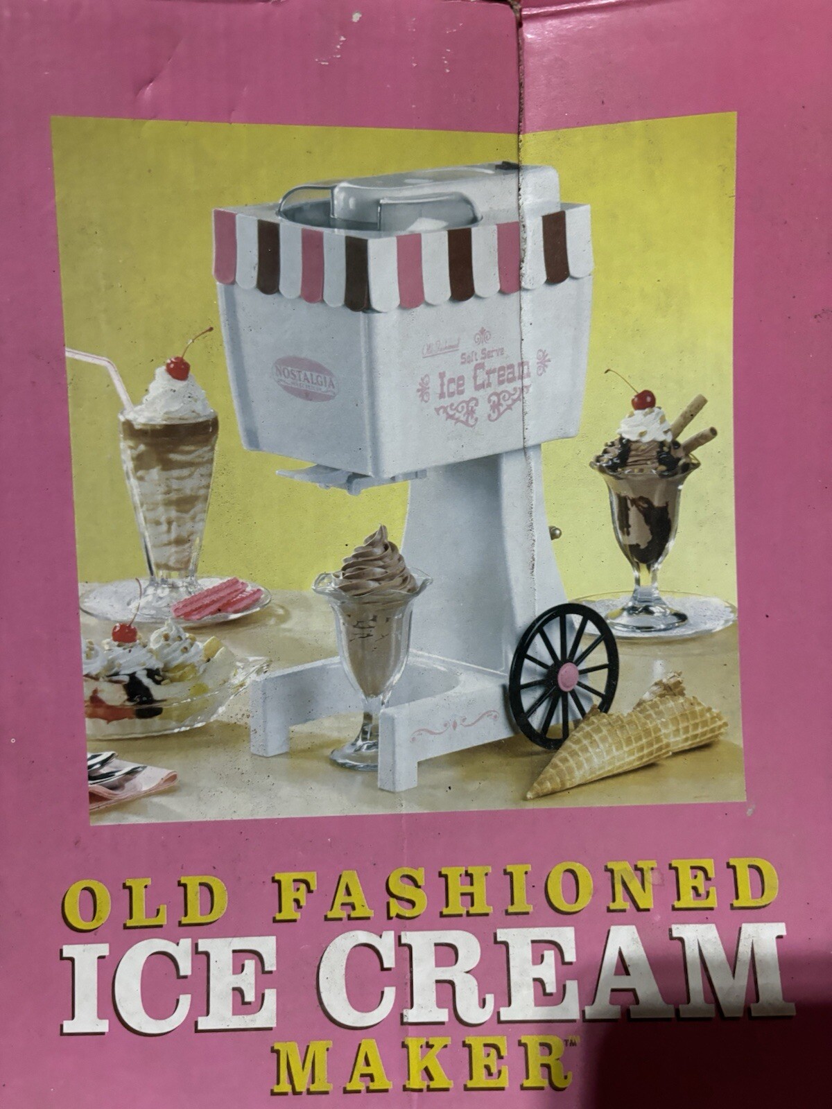 Rare Vintage Nostalgia Old Fashion Ice Cream Maker Cart Electric