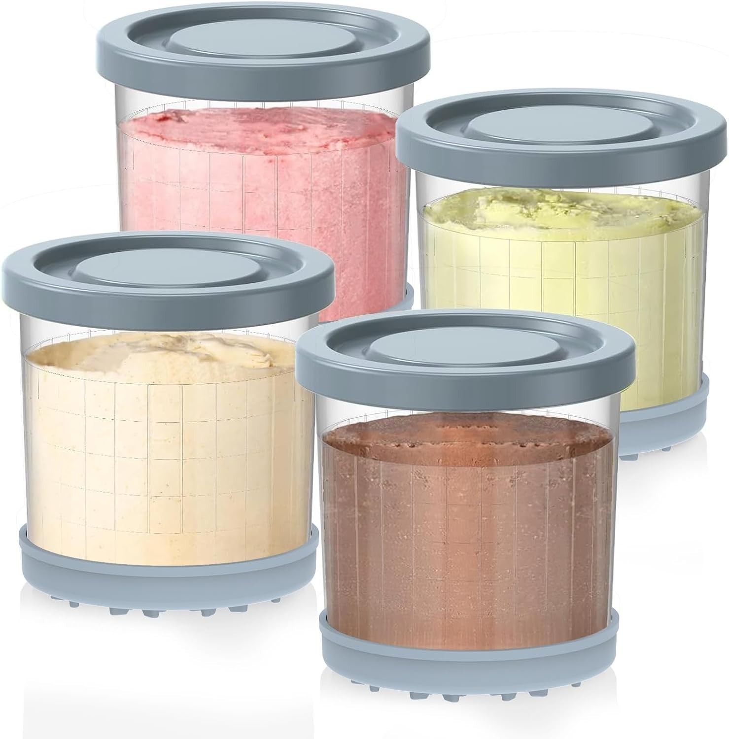 For Ninja Creami Pints and Lids-4 Pack, 16OZ Container Compatible with NC299A…