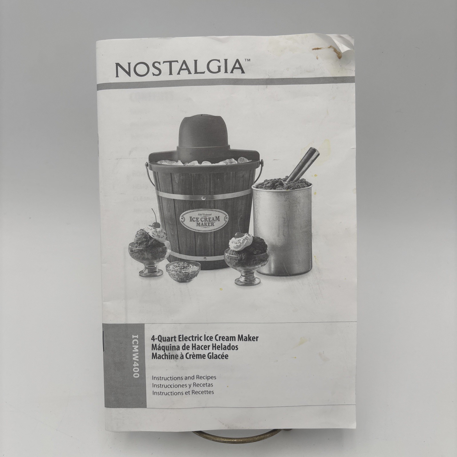 Nostalgia 4 QT Ice Cream Maker Electric model ICMW400 manual/recipes