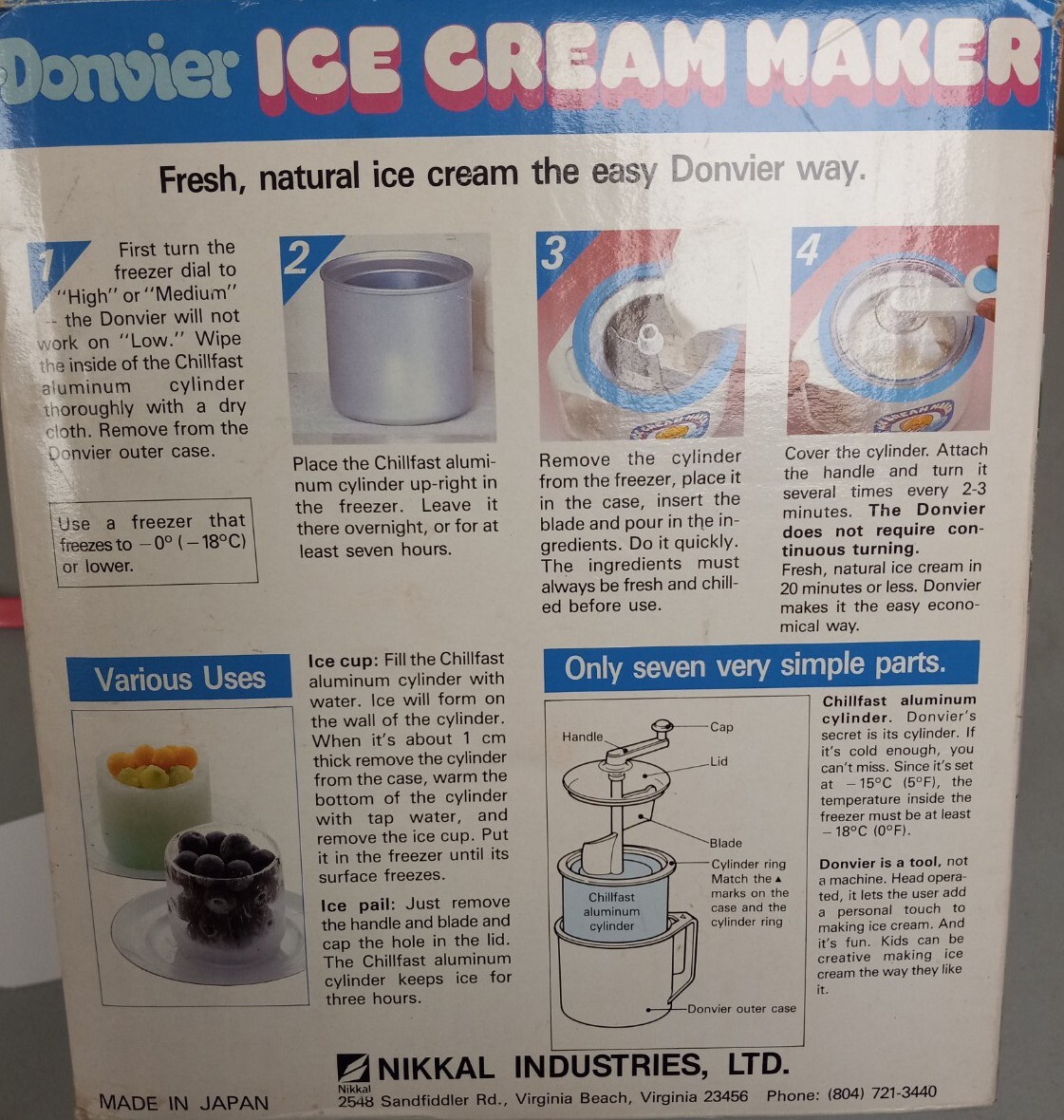 Donvier Chill-fast Ice Cream Maker Pink-Rim Original Box No Manual