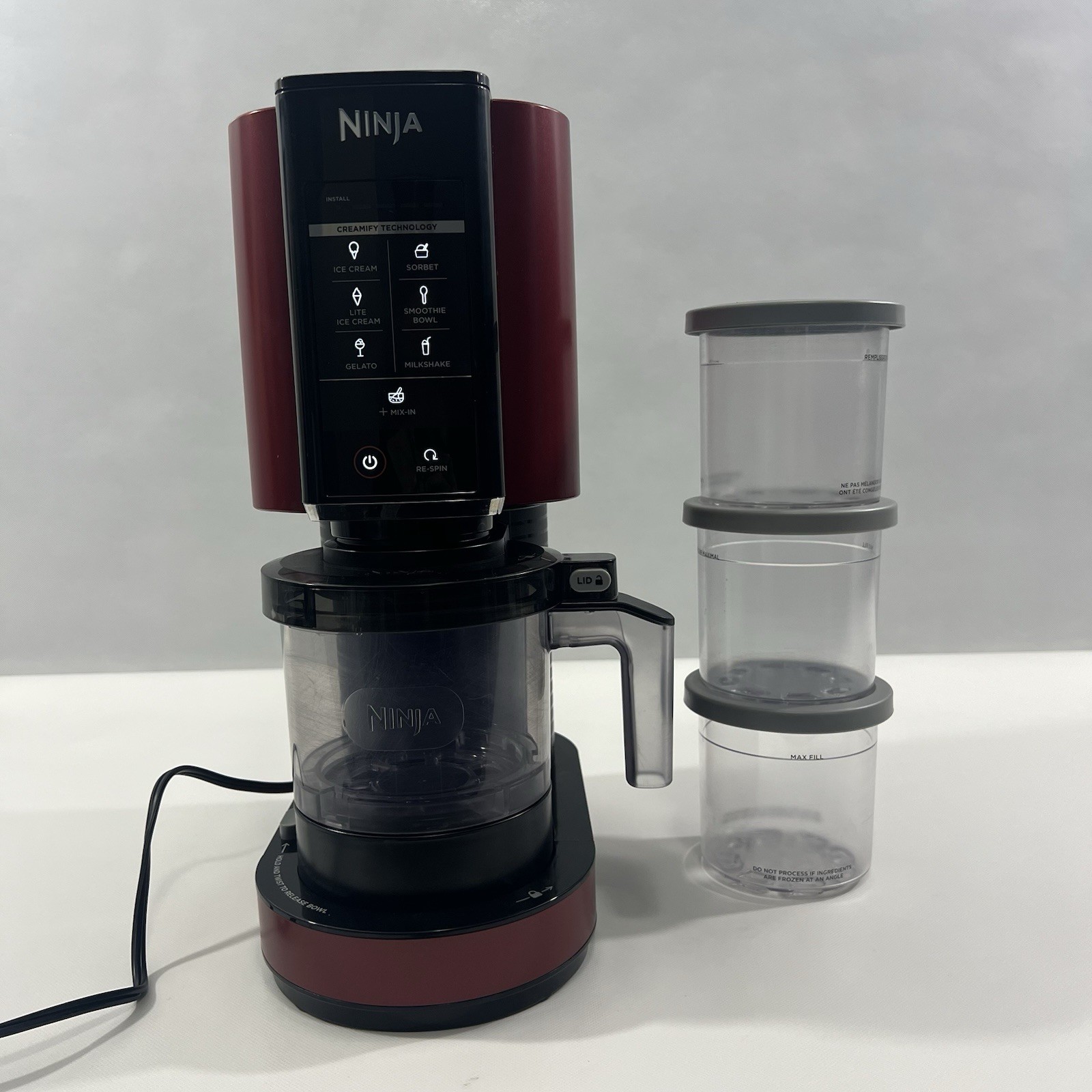 Ninja Creami NC301 Electric Ice Cream Maker Silver Red, 7-in-1