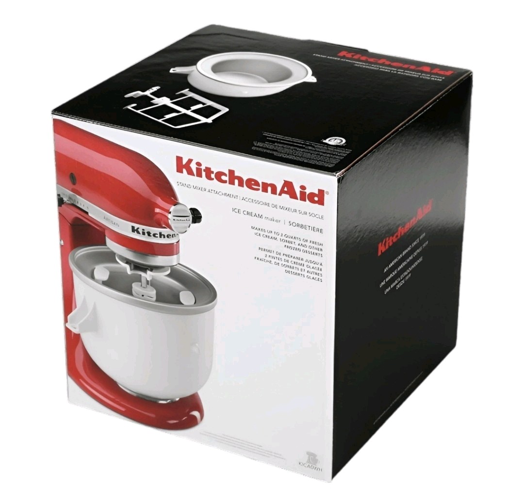 KitchenAid Ice Cream Maker Attachment 2 Qt New Complete For Stand Mixer Open Box