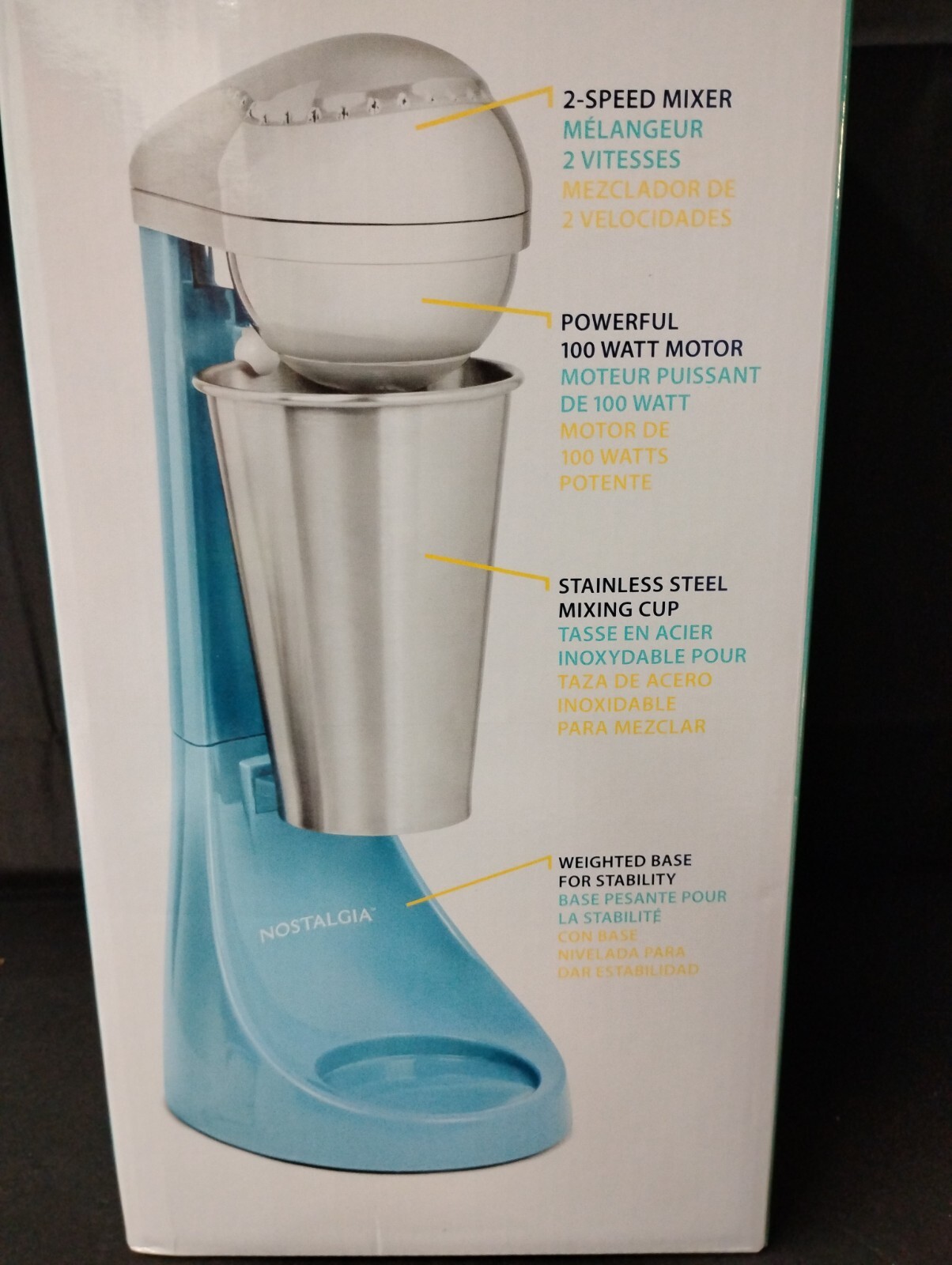 NIB Nostalgia Retro Electronic 2 Speed Milkshake Maker W/Stainless Steel Cup