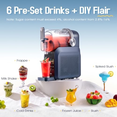 7-in-1 Slushie Machine & Soft Serve Ice Cream Maker,88oz with No Ice Blue
