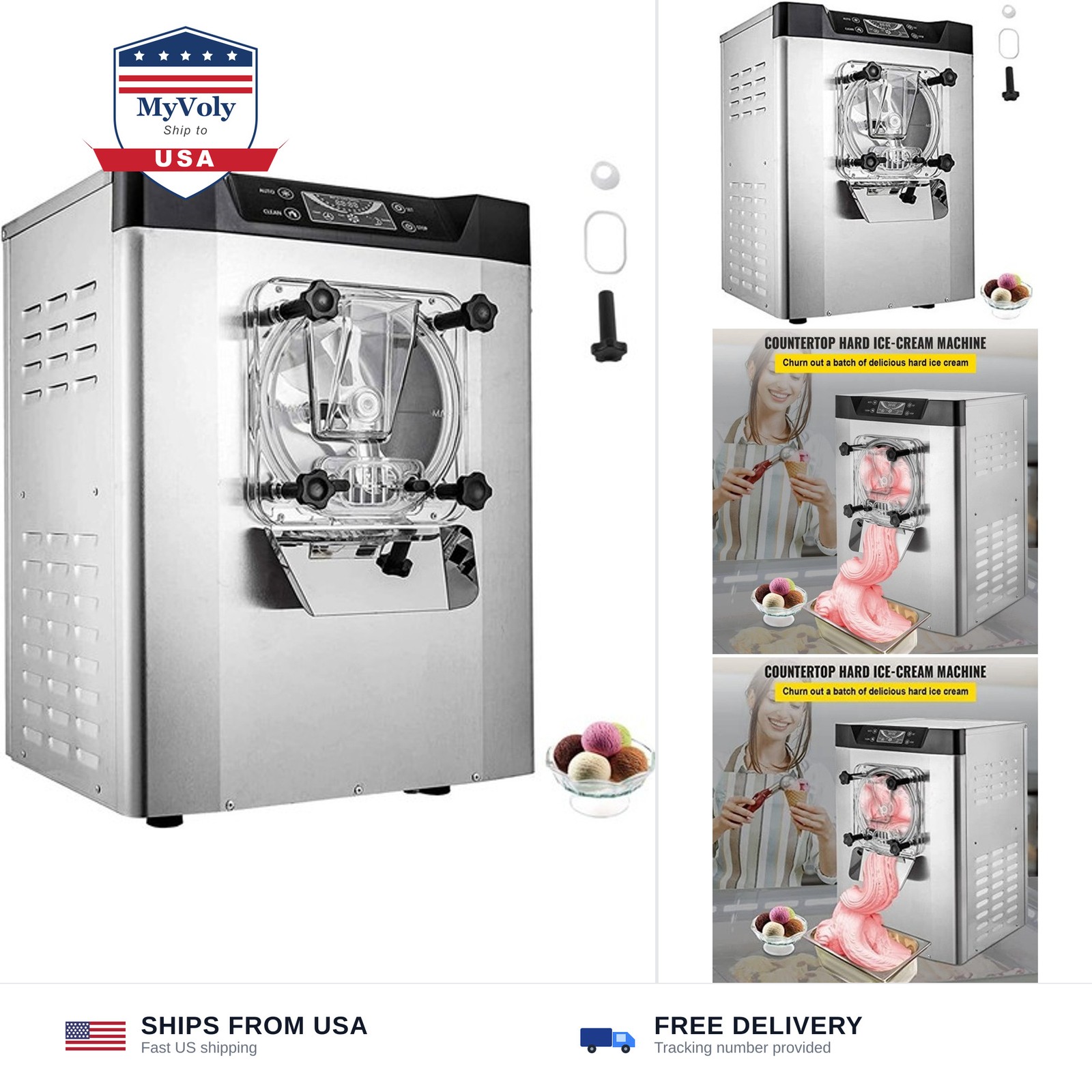 VEVOR Commercial Ice Cream Machine 1400W 20/5.3 Gph Hard Serve Ice Cream Make…