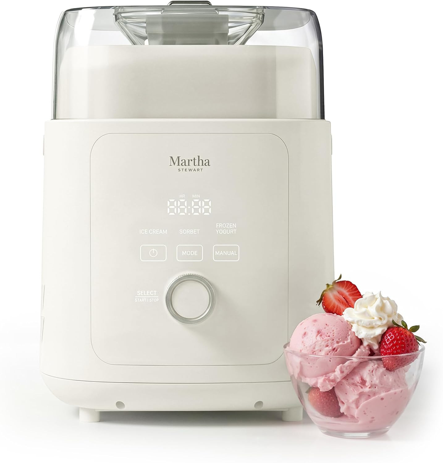 1 Quart Ice Cream Maker, Built-In Compressor, No Pre-Freezing Required, 3 Modes
